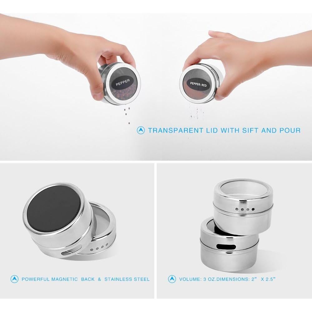 Juego de 16 Tarros Magnéticos para Especias Hanindy 88ml