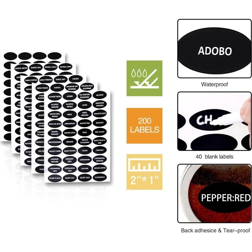 Juego de 16 Tarros Magnéticos para Especias Hanindy 88ml