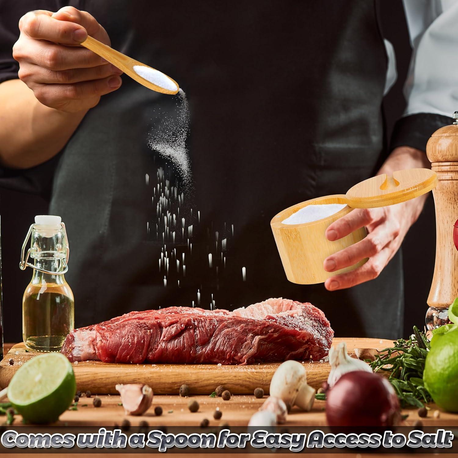 Caja de Sal de Bambú Loscarol 2 Pcs 170 g con Tapa Magnética