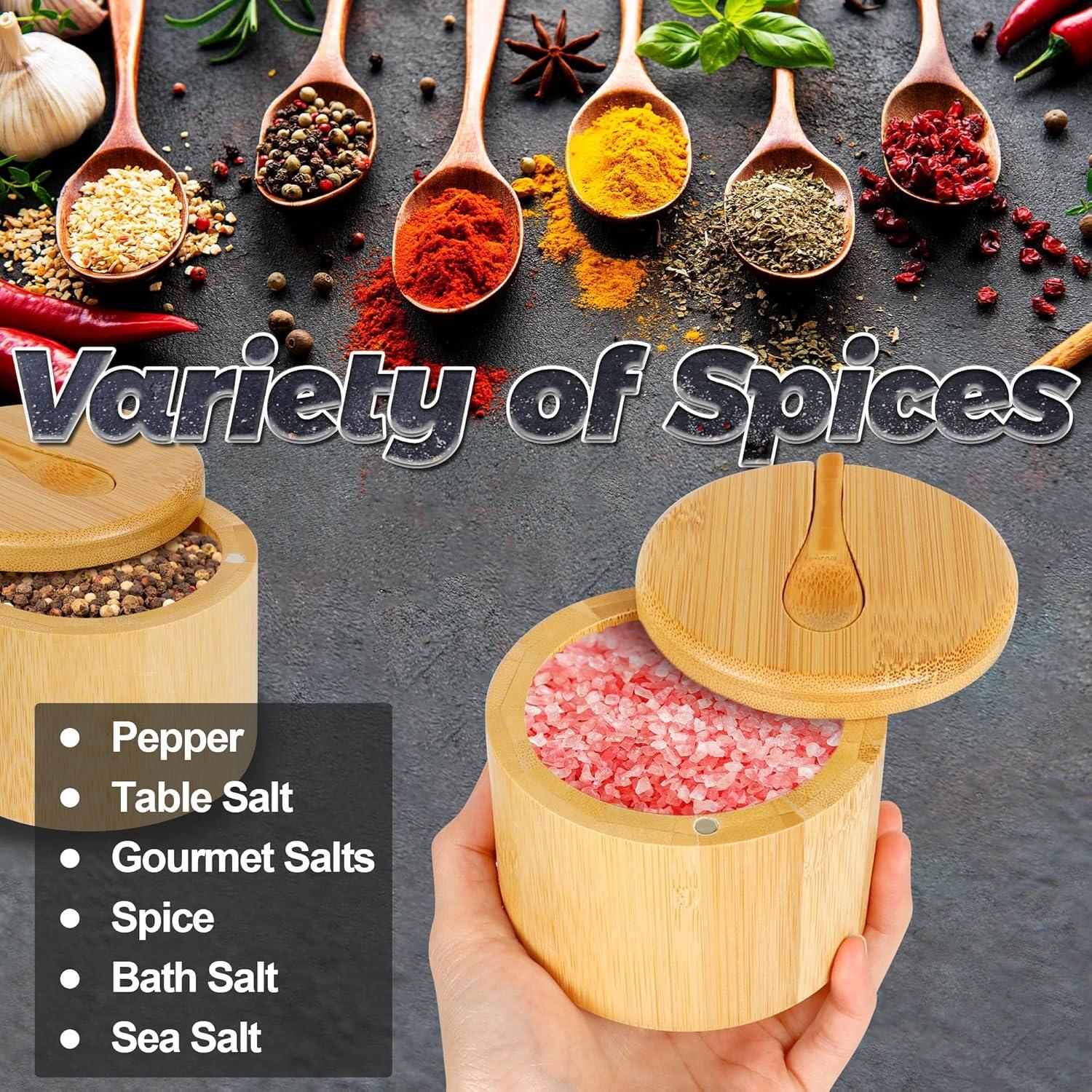 Caja de Sal de Bambú Loscarol 2 Pcs 170 g con Tapa Magnética