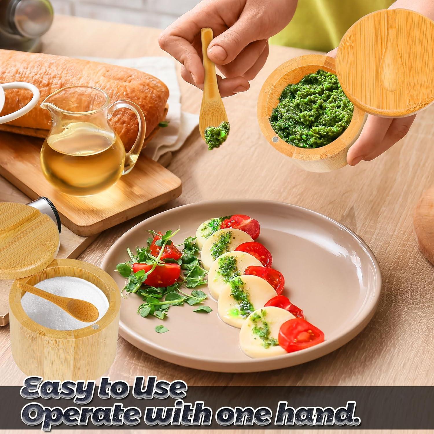 Caja de Sal de Bambú Loscarol 2 Pcs 170 g con Tapa Magnética