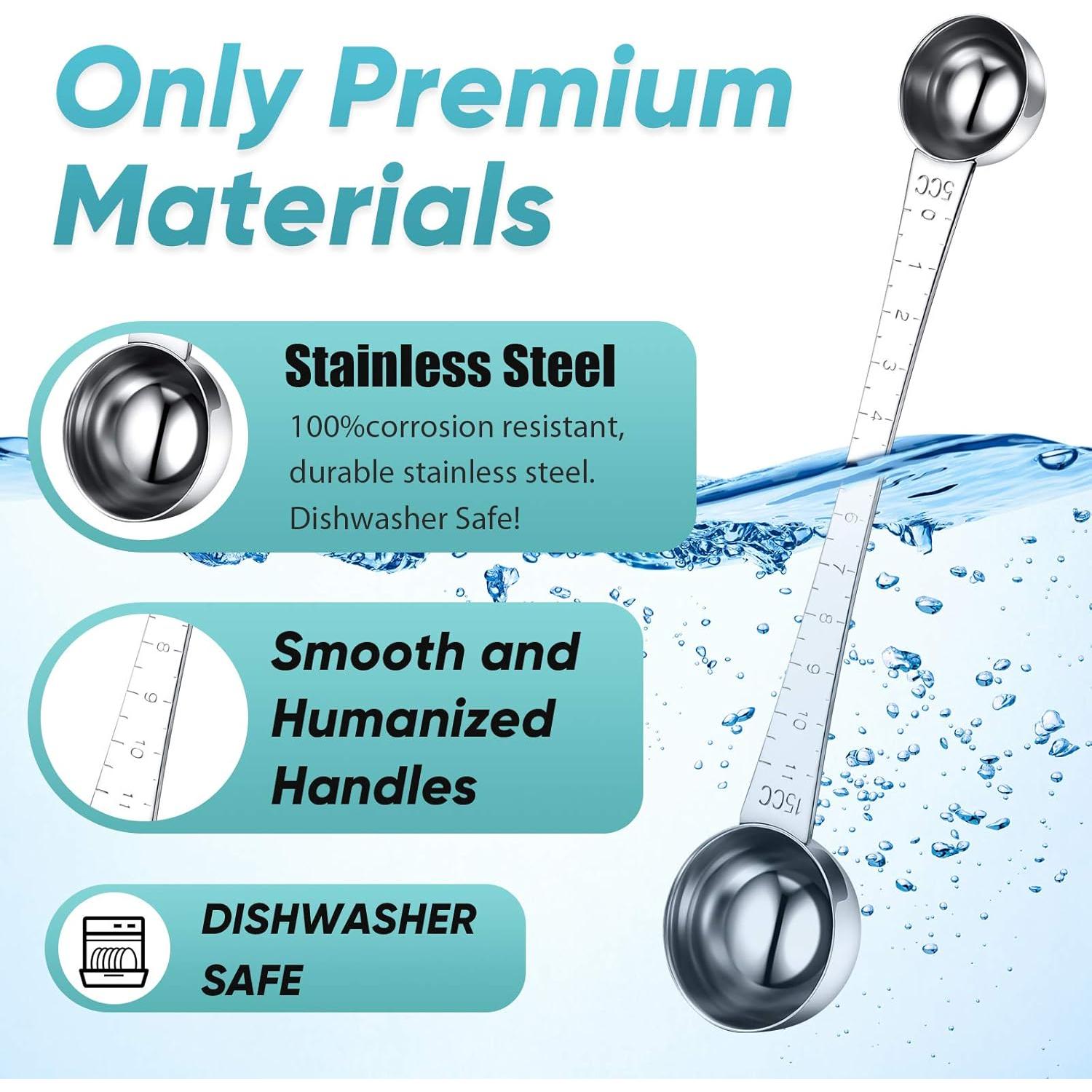 Juego de 2 cucharas medidoras Geiserailie 5ml y 15ml acero