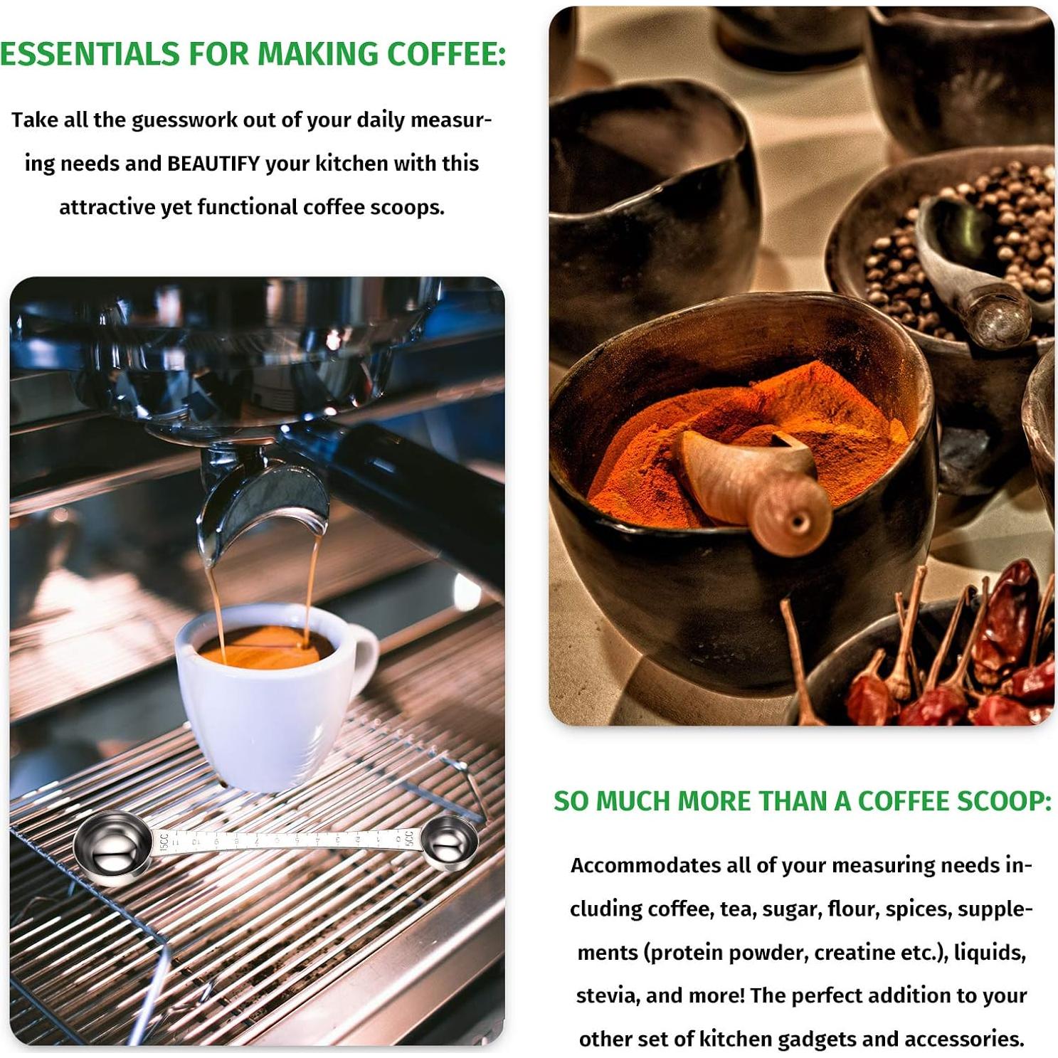 Juego de 2 cucharas medidoras Geiserailie 5ml y 15ml acero