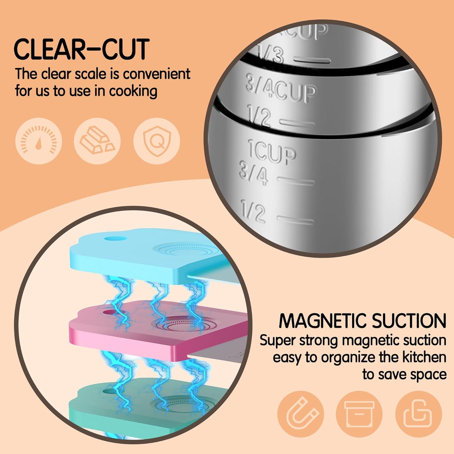 Set de 5 Tazas Medidoras Magnéticas Minteem Acero Inoxidable