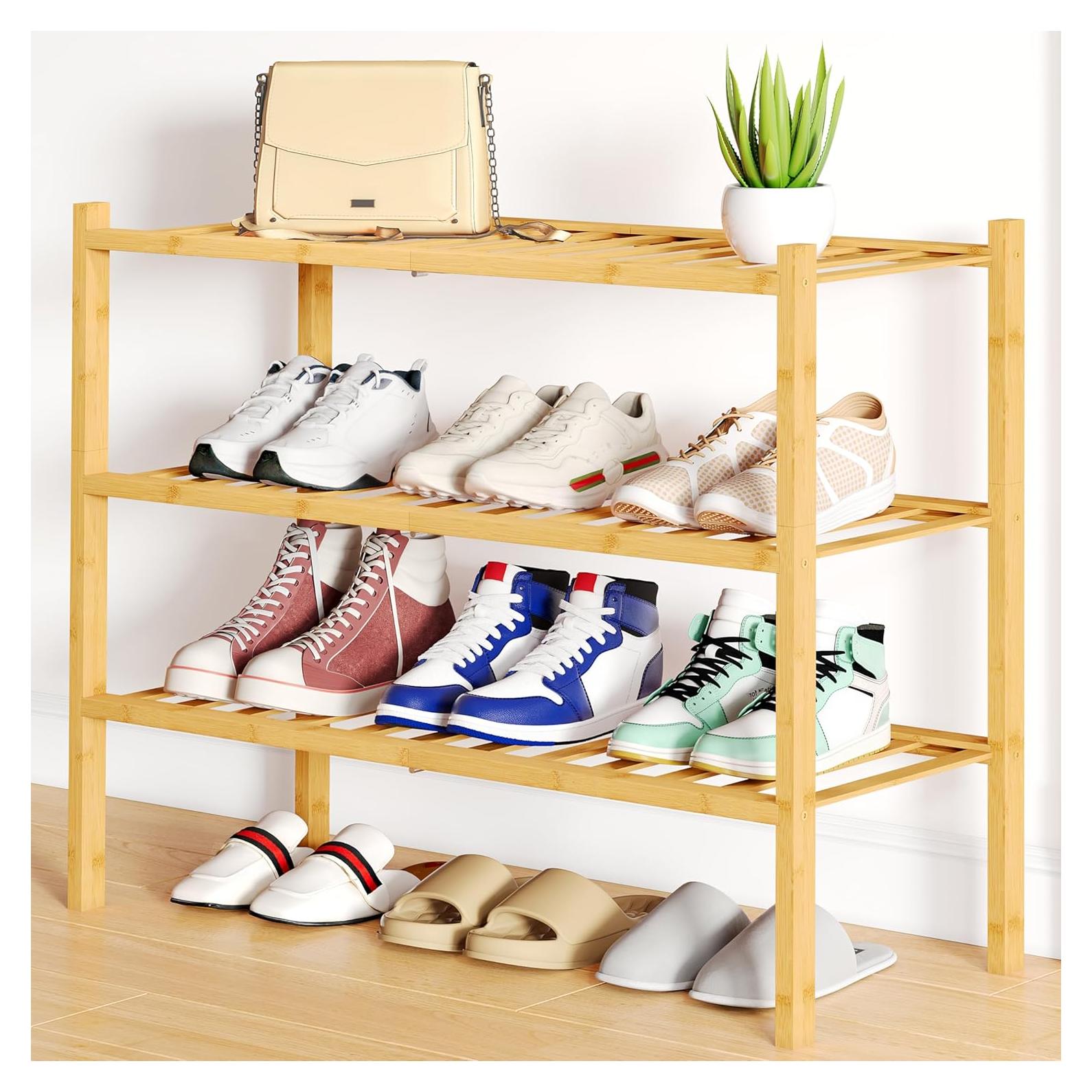 Organizador de Zapatos Smiry 3 Niveles de Bambú Natural