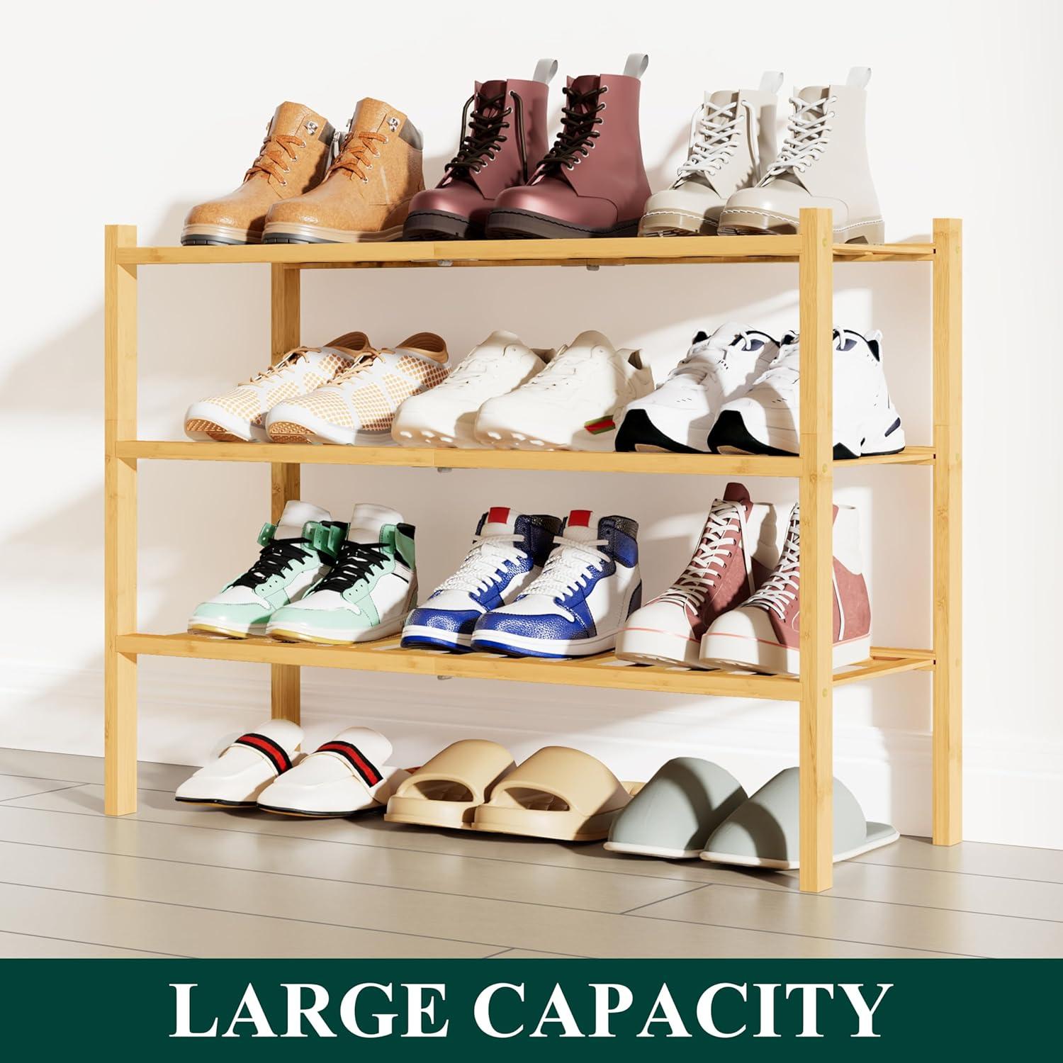 Organizador de Zapatos Smiry 3 Niveles de Bambú Natural