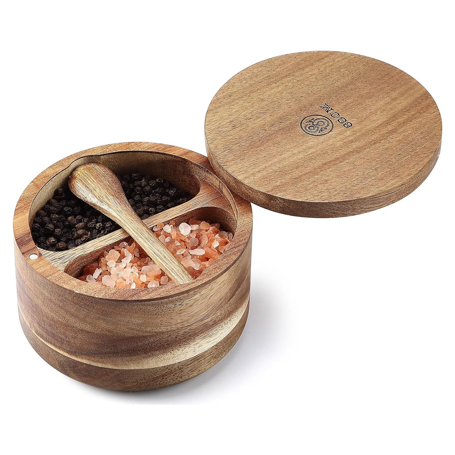 Caja de Sal y Pimienta 8SOM de Acacia con Tapa Magnética 141.75 g