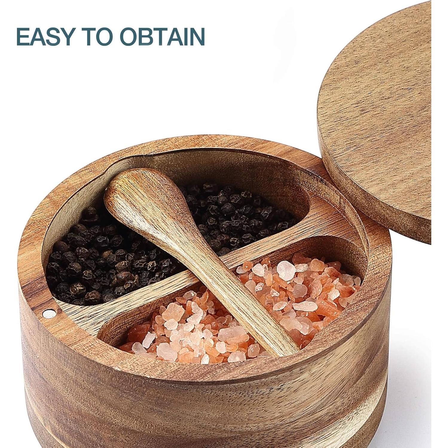 Caja de Sal y Pimienta 8SOM de Acacia con Tapa Magnética 141.75 g