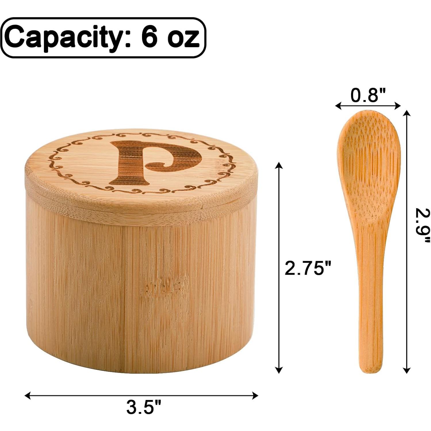 Tosnail 2 Cajas de Almacenamiento de Sal y Pimienta de Bambú