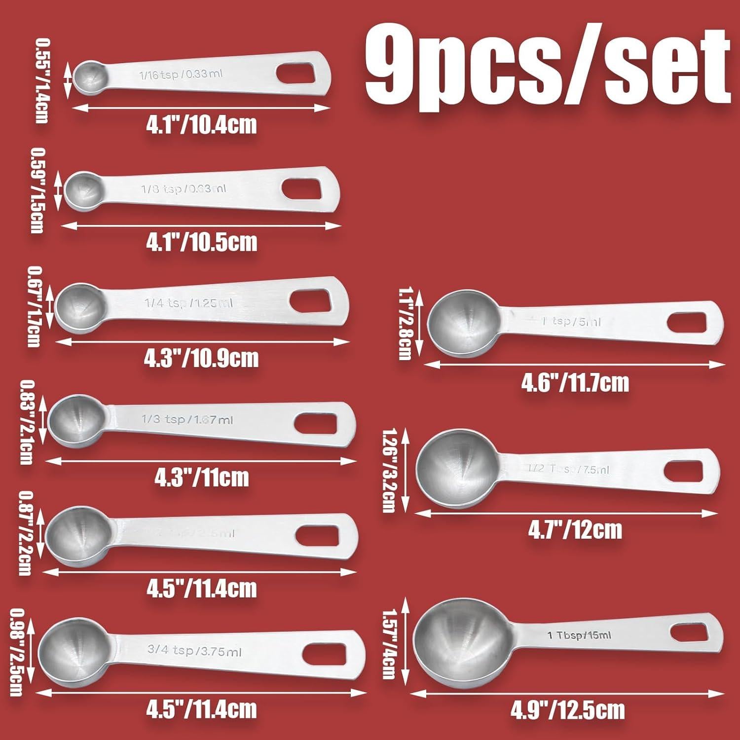 Juego de Cucharas Medidoras Luomorgo 9 Piezas Acero Inoxidable