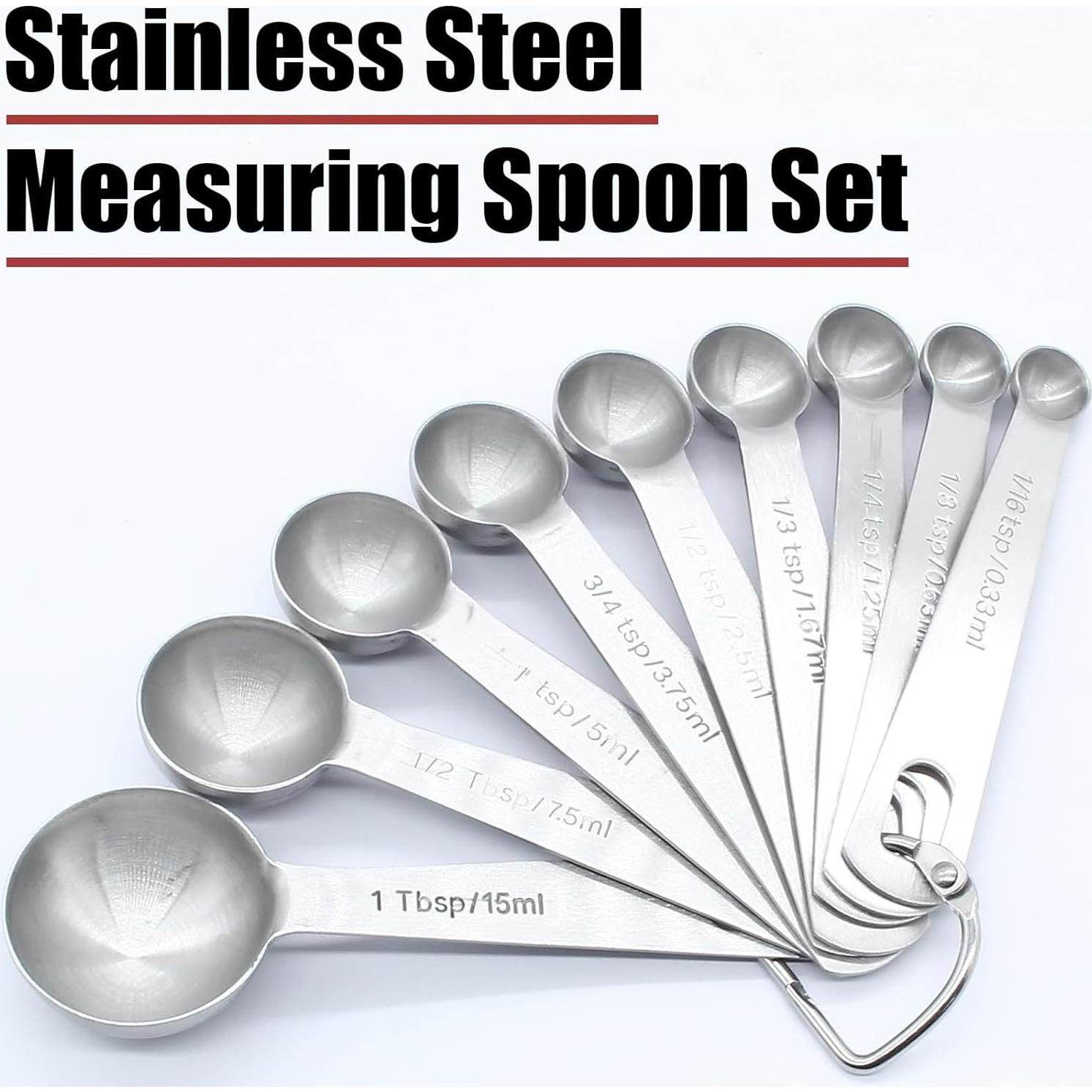 Juego de Cucharas Medidoras Luomorgo 9 Piezas Acero Inoxidable