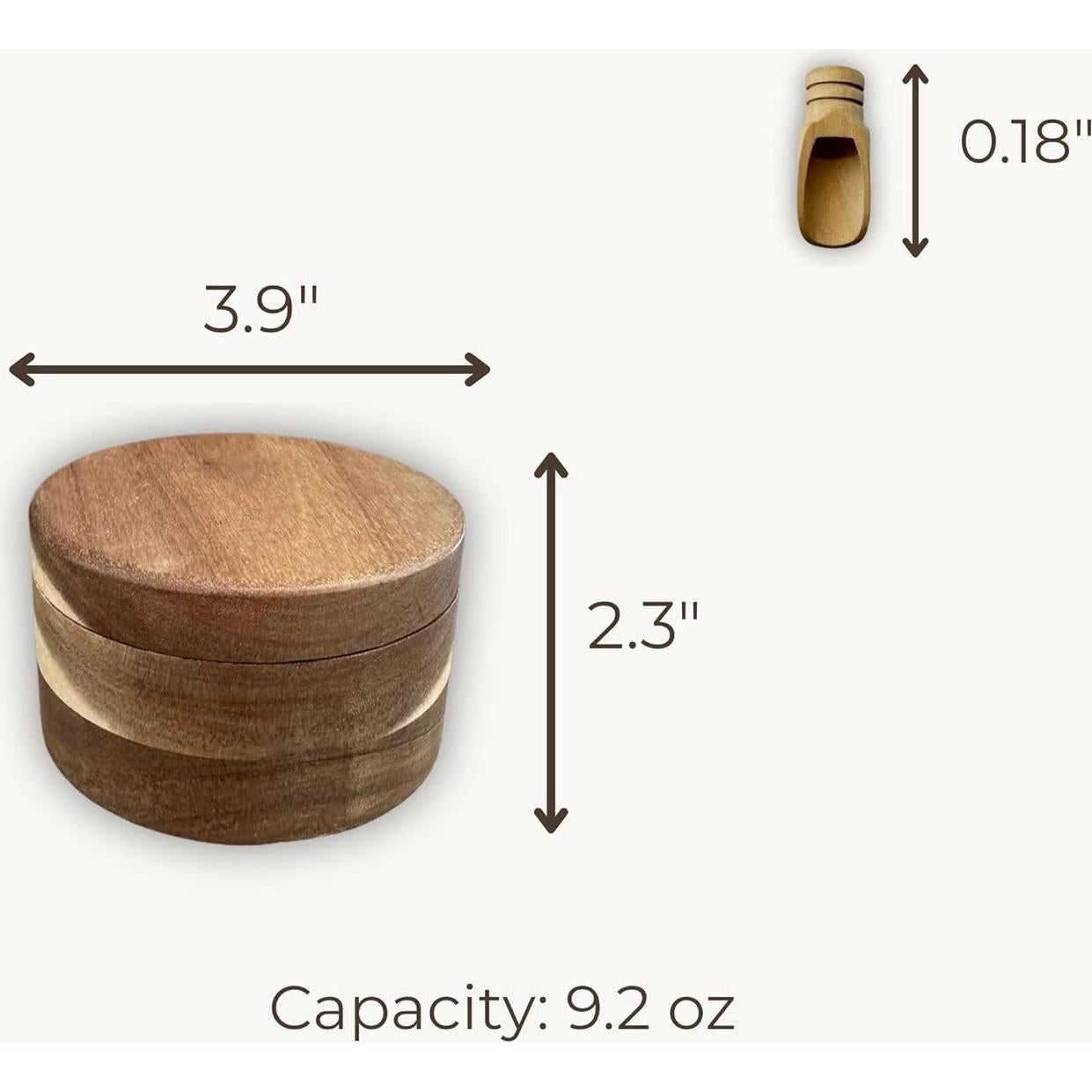 Cantarito de Especias de Acacia 2 Compartimentos con Tapa Magnética