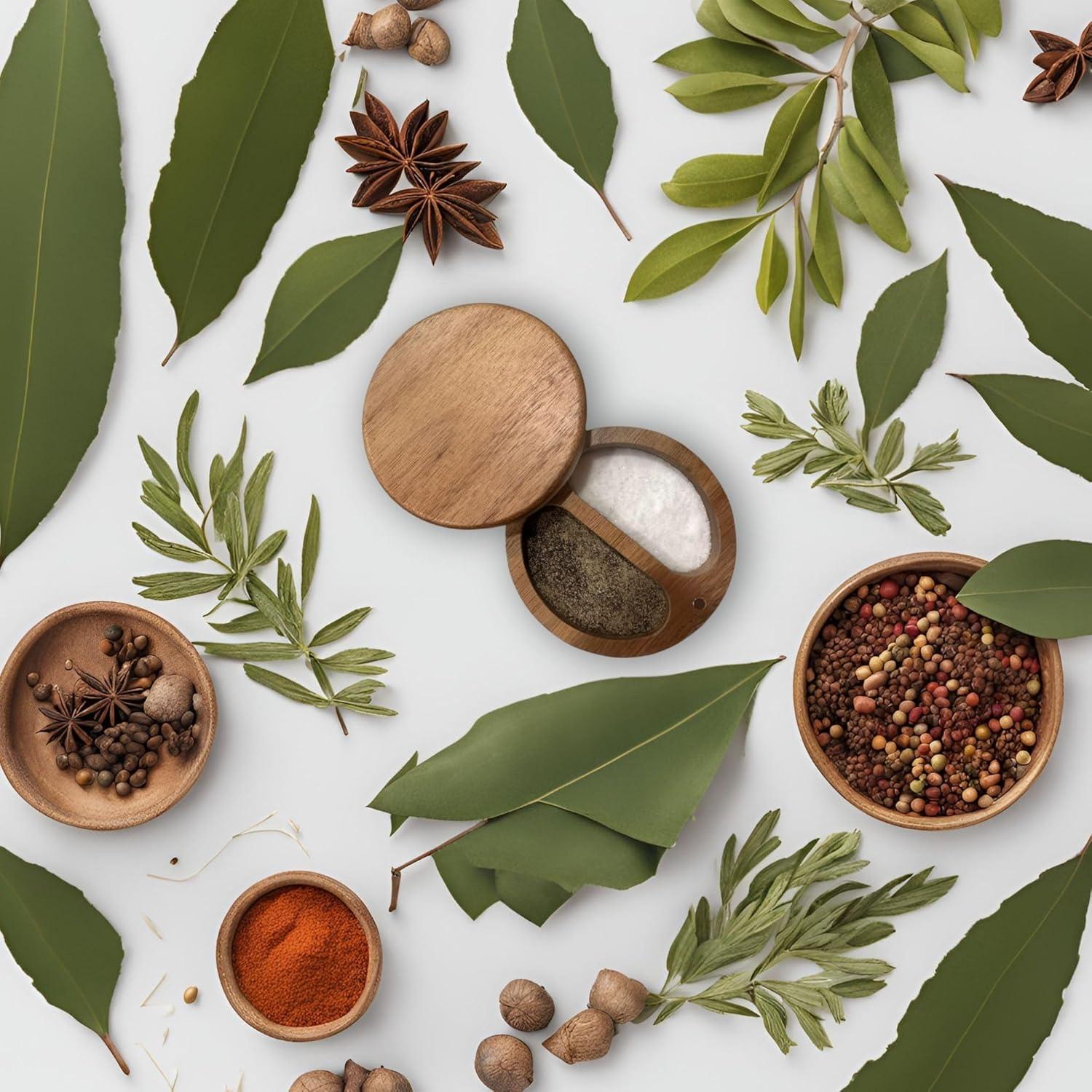 Cantarito de Especias de Acacia 2 Compartimentos con Tapa Magnética