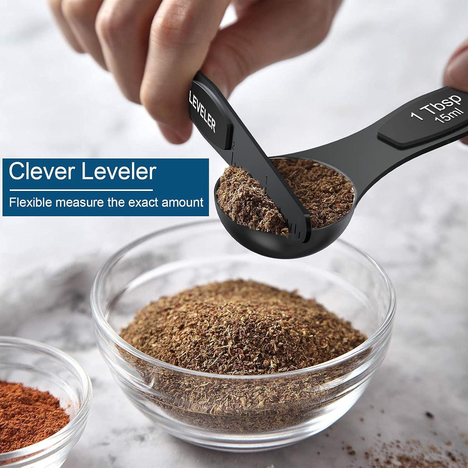 Wildone Juego de 21 Tazas y Cucharas Medidoras Negras