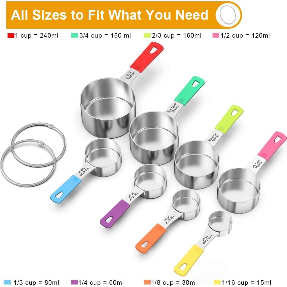 Conjunto de 8 Tazas Medidoras Wildone Acero Inoxidable