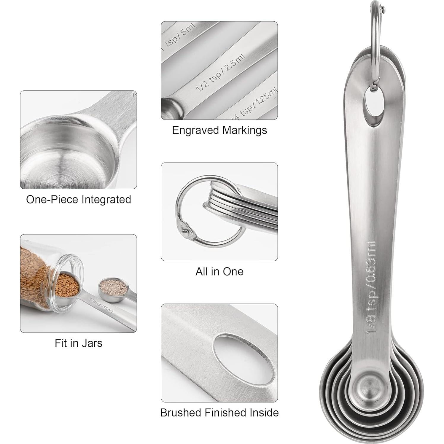 Juego de Cucharas Medidoras 6 Viwehots Acero Inoxidable 18/8