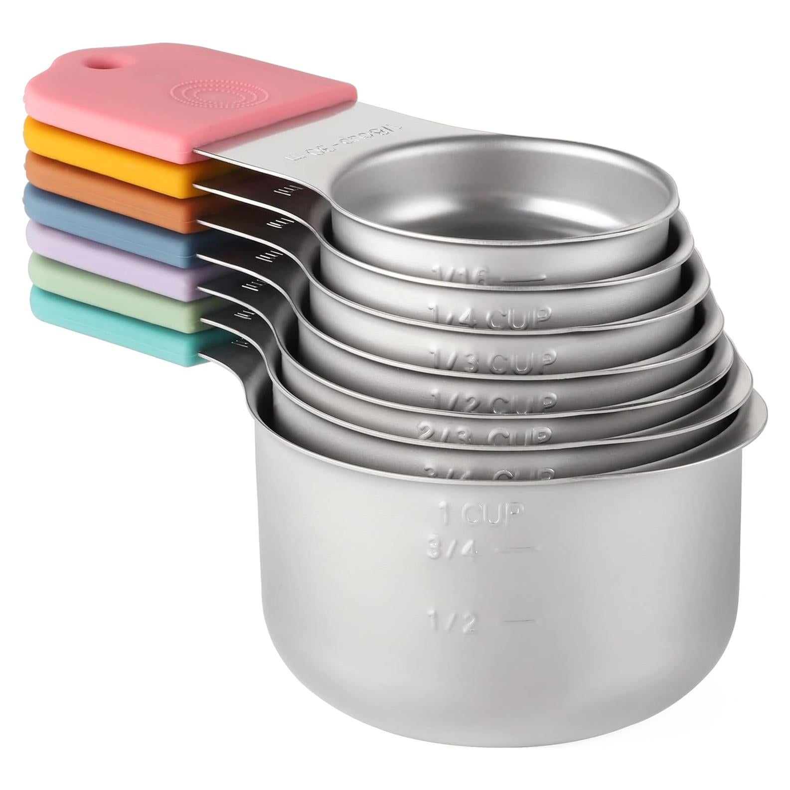 Juego de Tazas Medidoras Magnéticas Acero Inoxidable 7 Pzas