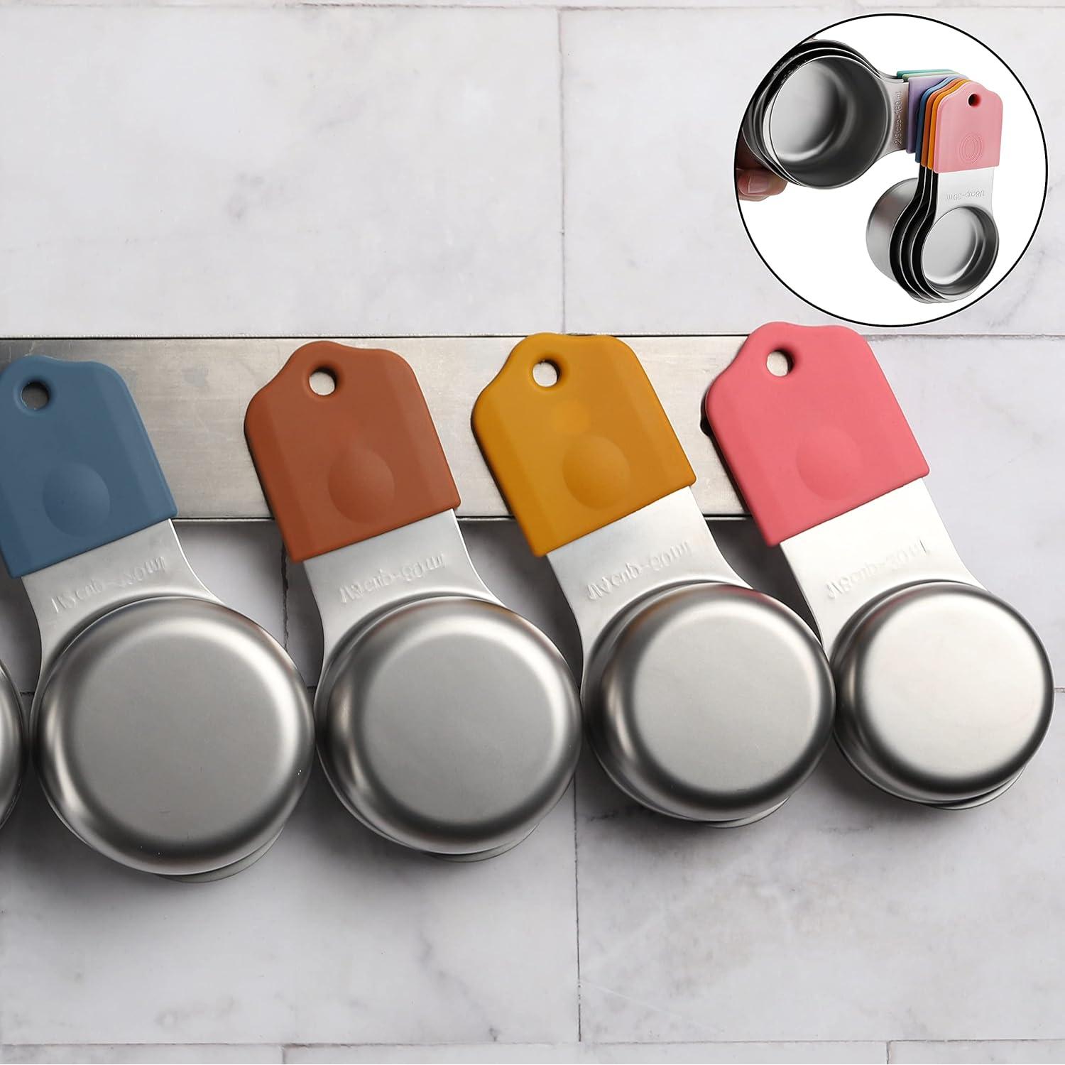 Juego de Tazas Medidoras Magnéticas Acero Inoxidable 7 Pzas