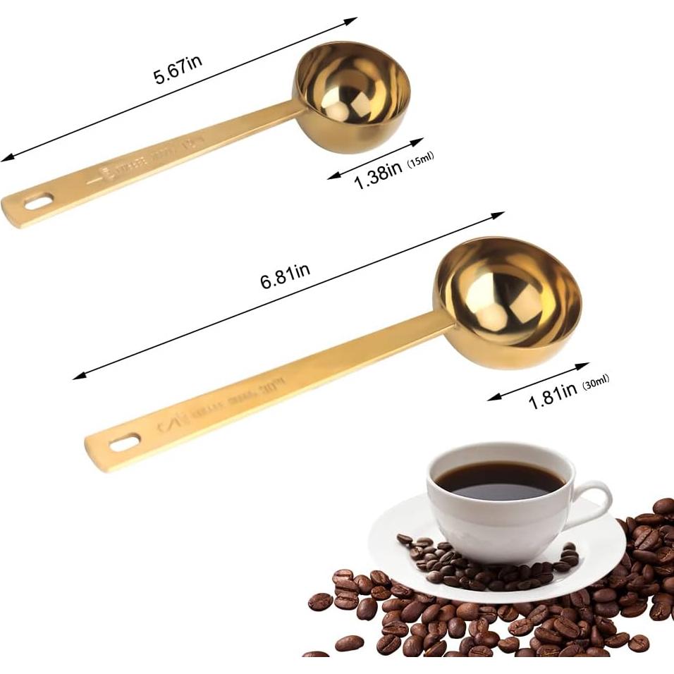 Juego de cucharas medidoras doradas Lubsmuns 15ml y 30ml