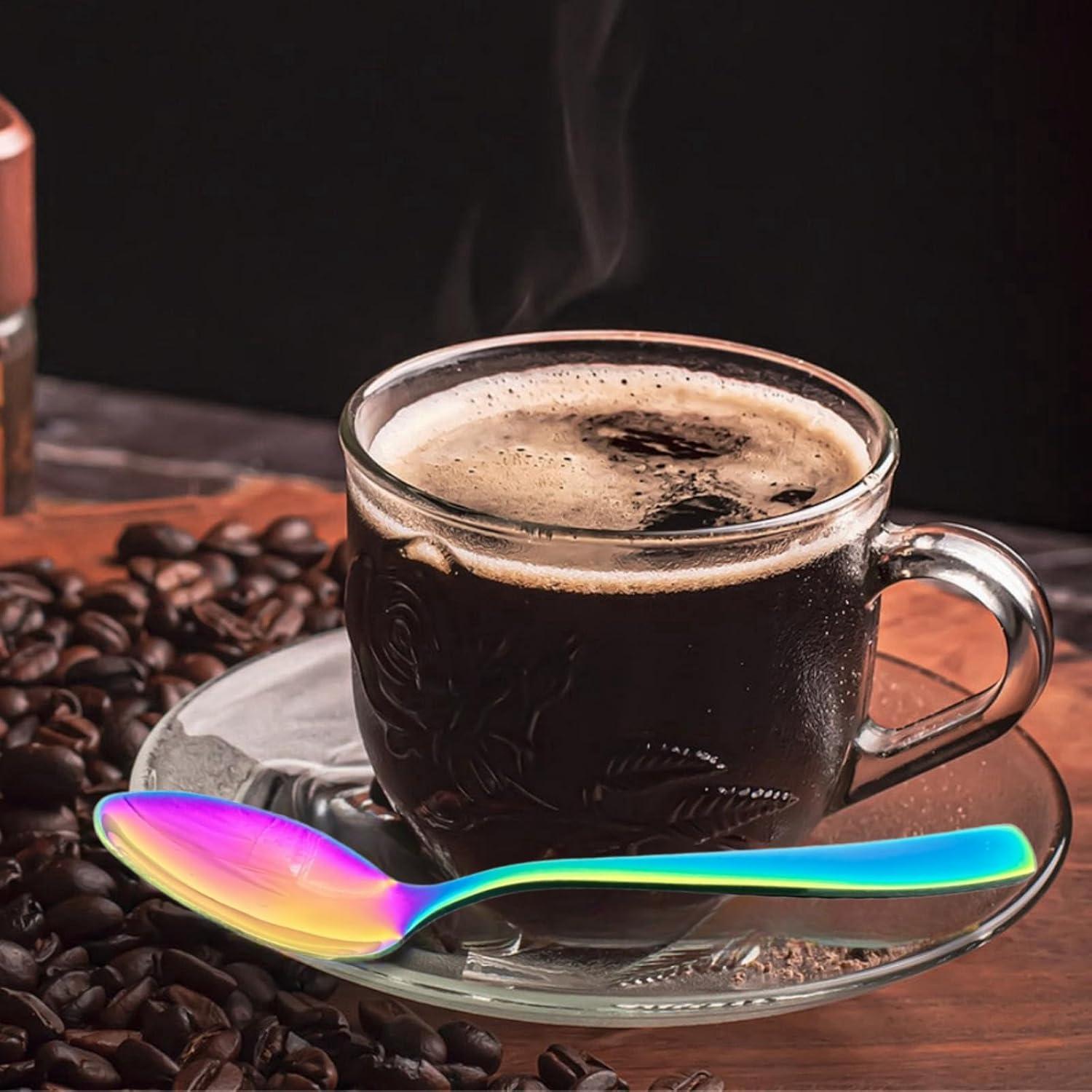 Juego de 6 cucharas de acero inoxidable THSHQL arcoíris 15,3 cm