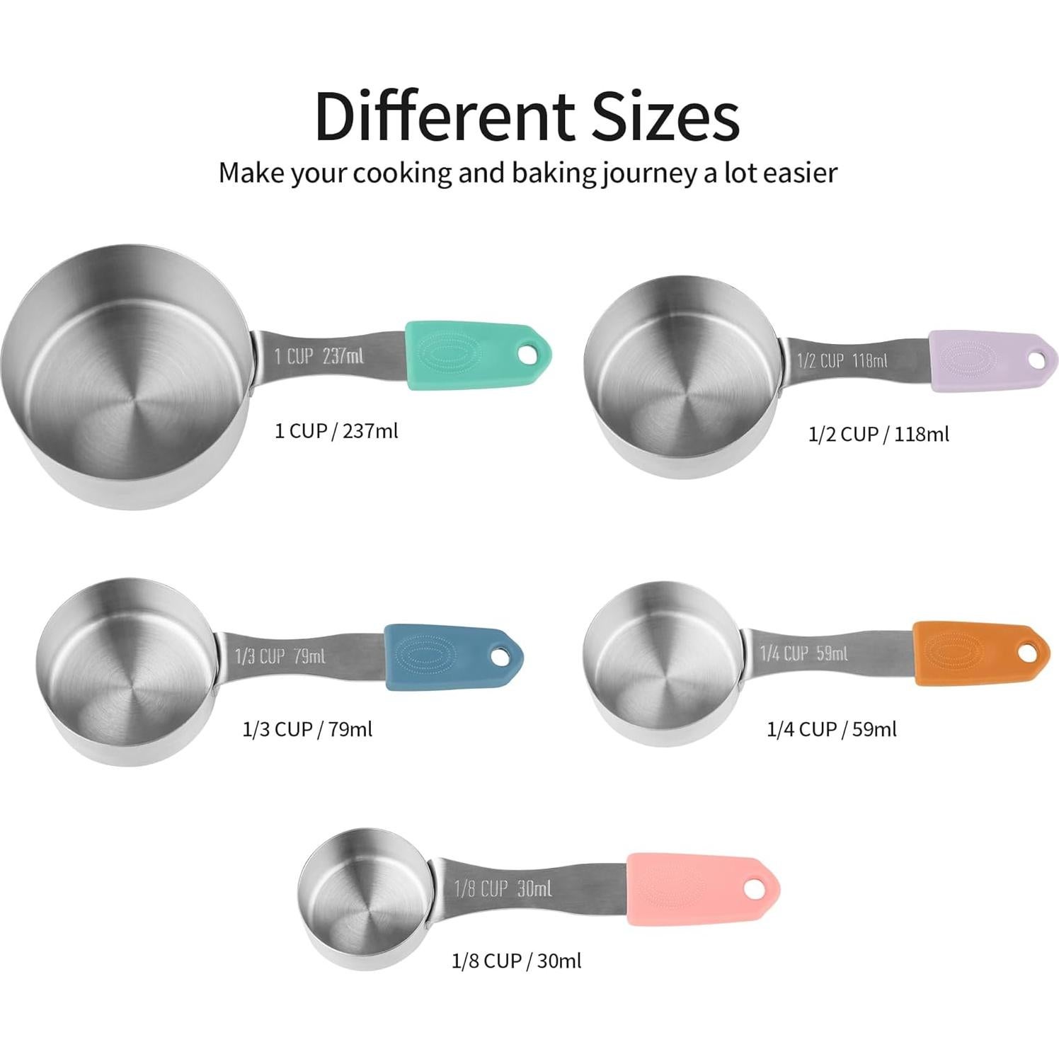 Juego de Tazas y Cucharas Medidoras IFFMYJB Acero Inoxidable