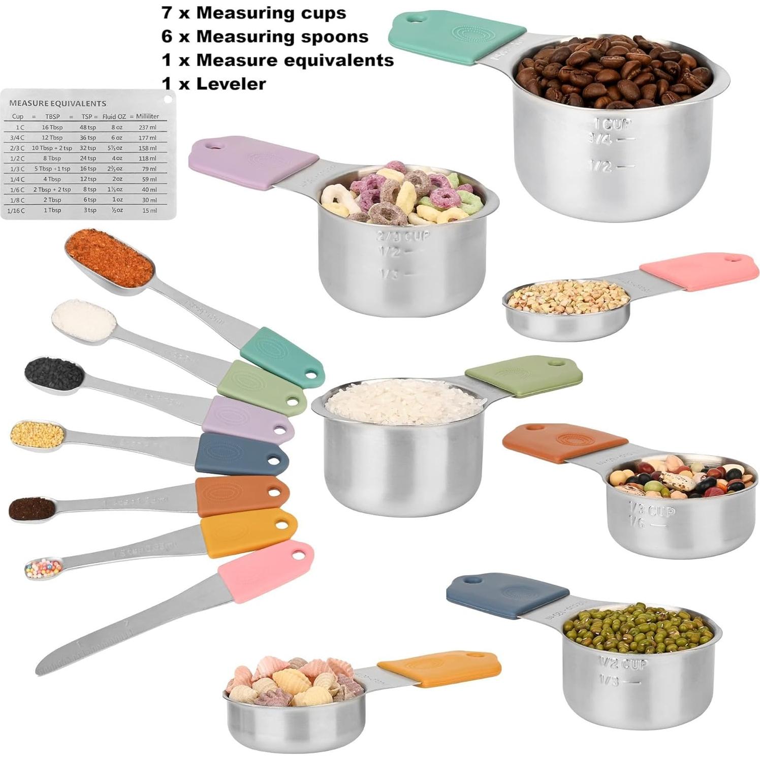 Juego de Tazas y Cucharas Medidoras Magnéticas Smithcraft 15 Piezas