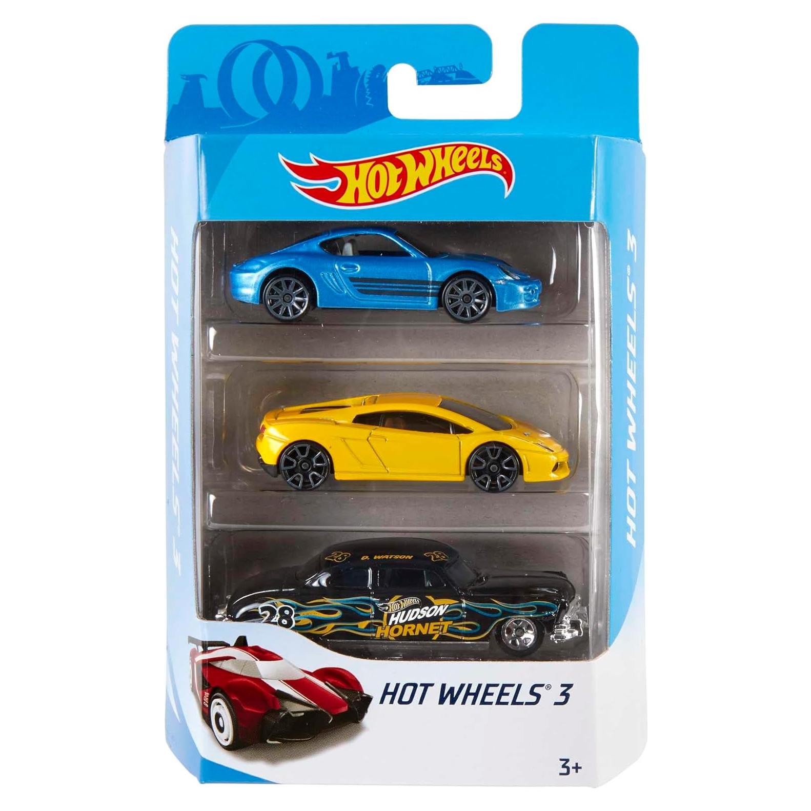 Paquete de 3 coches Hot Wheels Mattel 1:64 para niños