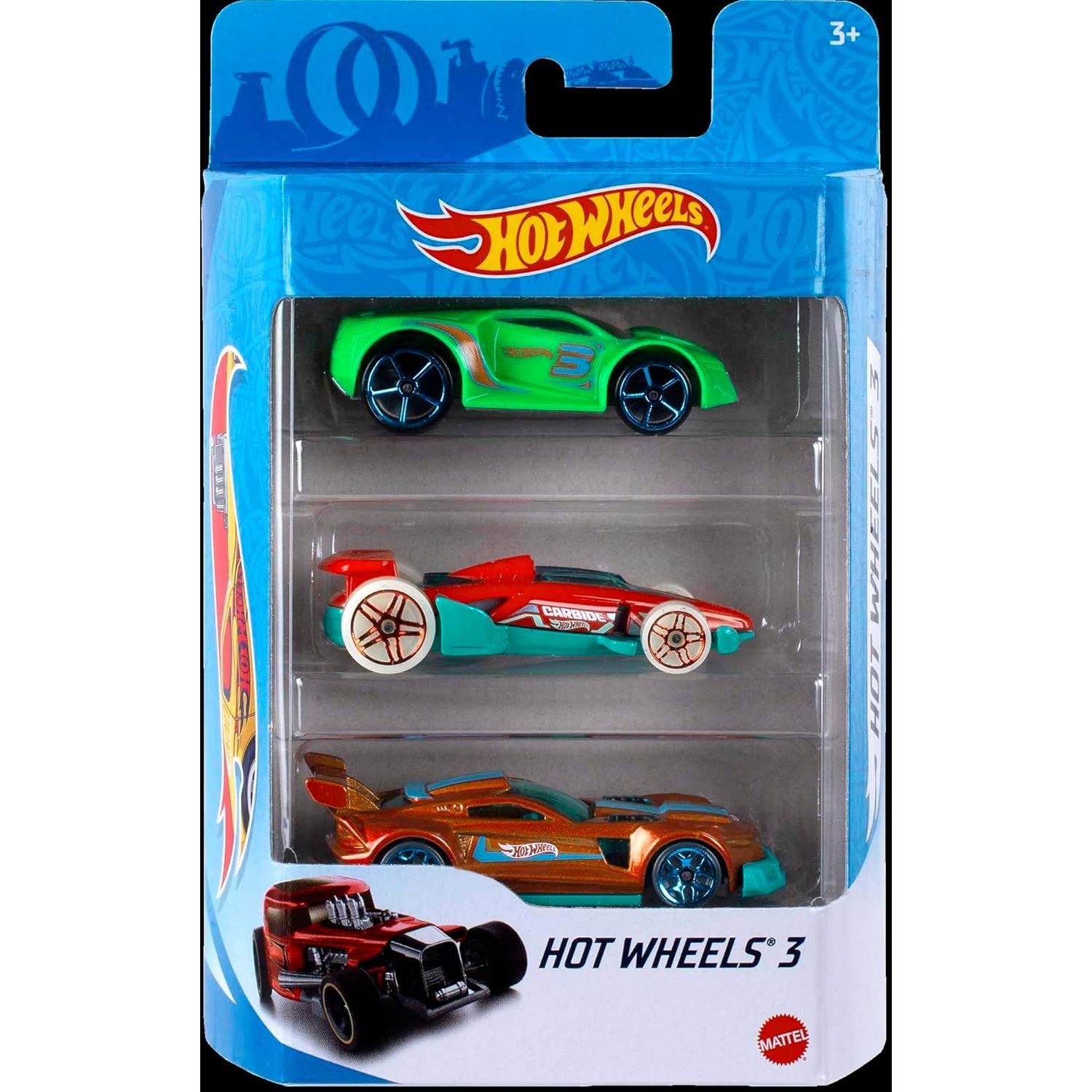 Paquete de 3 coches Hot Wheels Mattel 1:64 para niños