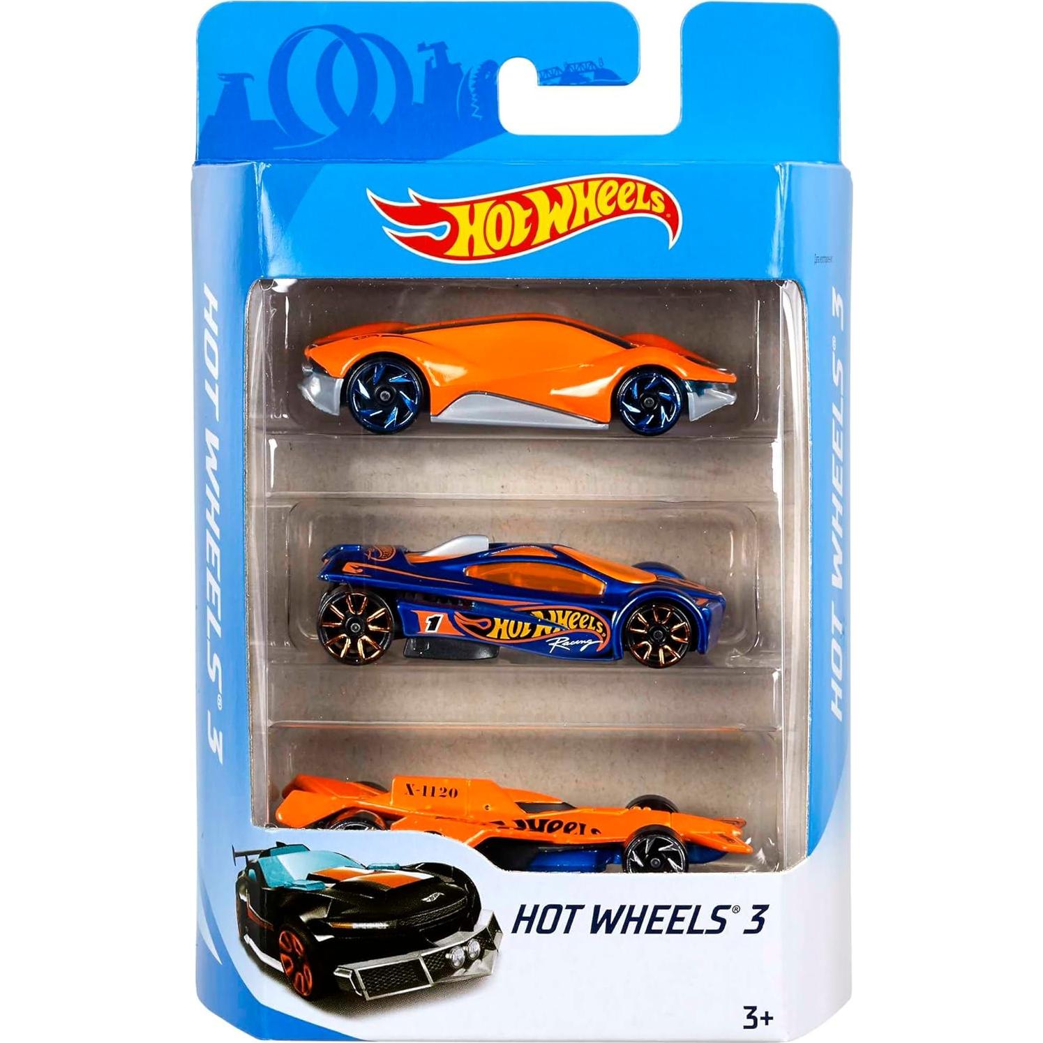 Paquete de 3 coches Hot Wheels Mattel 1:64 para niños