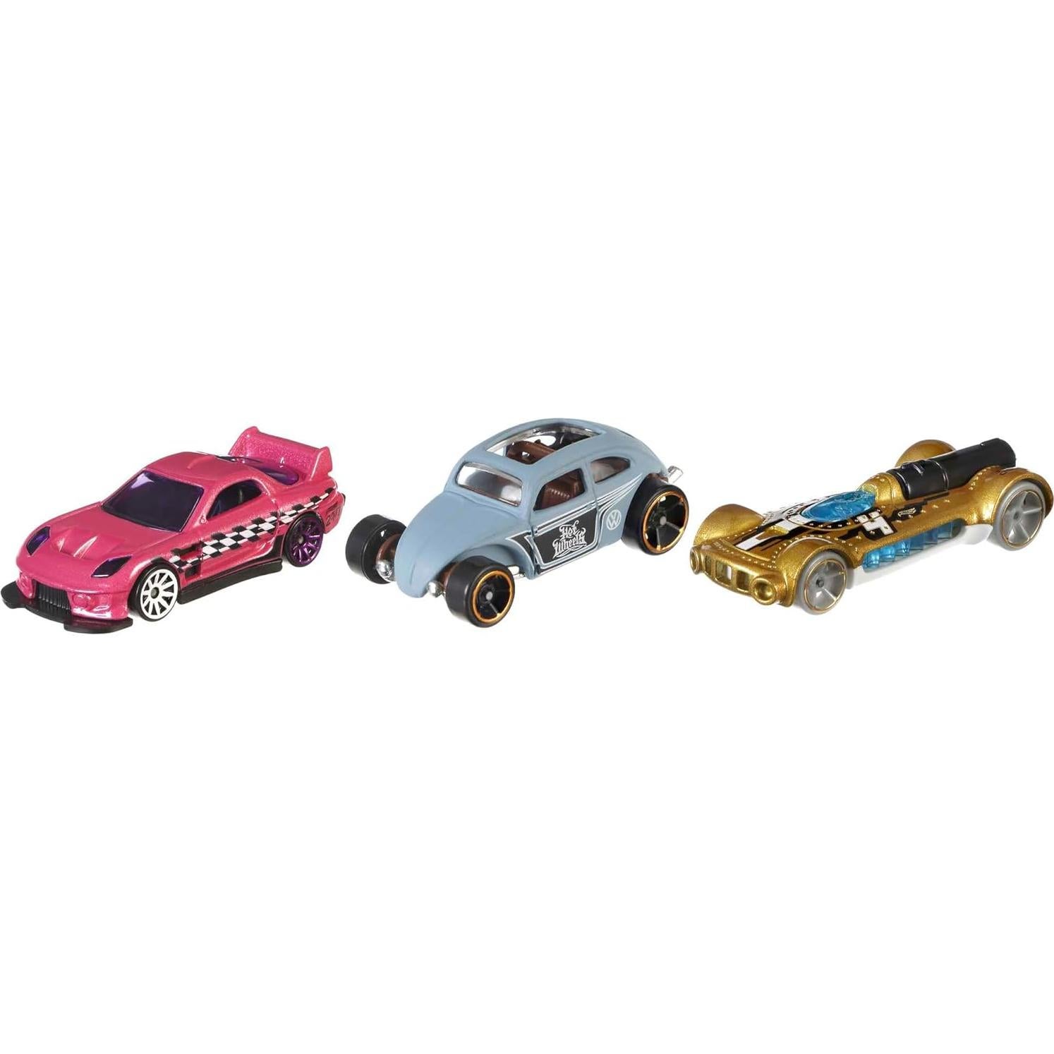 Paquete de 3 coches Hot Wheels Mattel 1:64 para niños