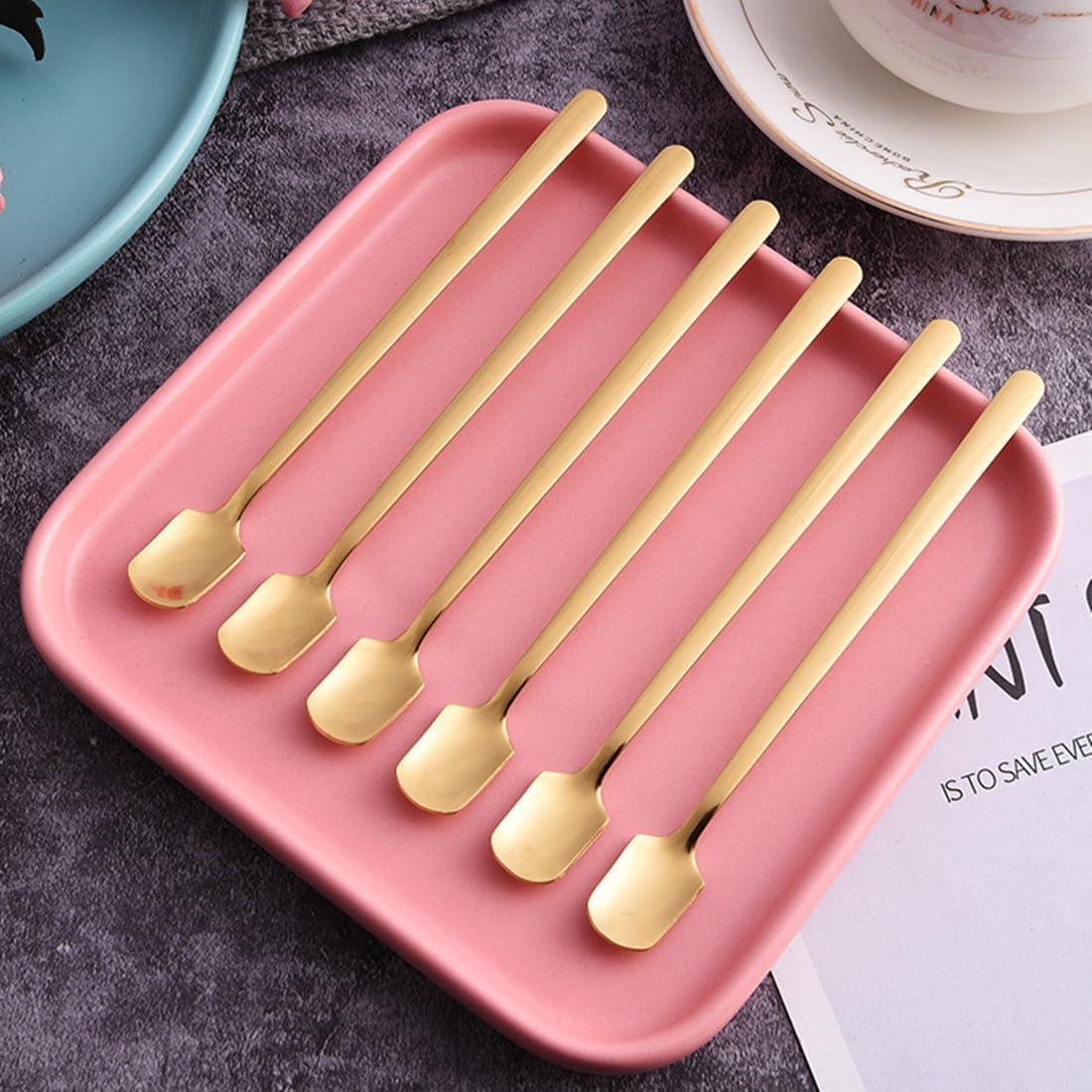 Cucharas de café doradas UQUABESO, acero inoxidable, 17.3 cm, 8 piezas