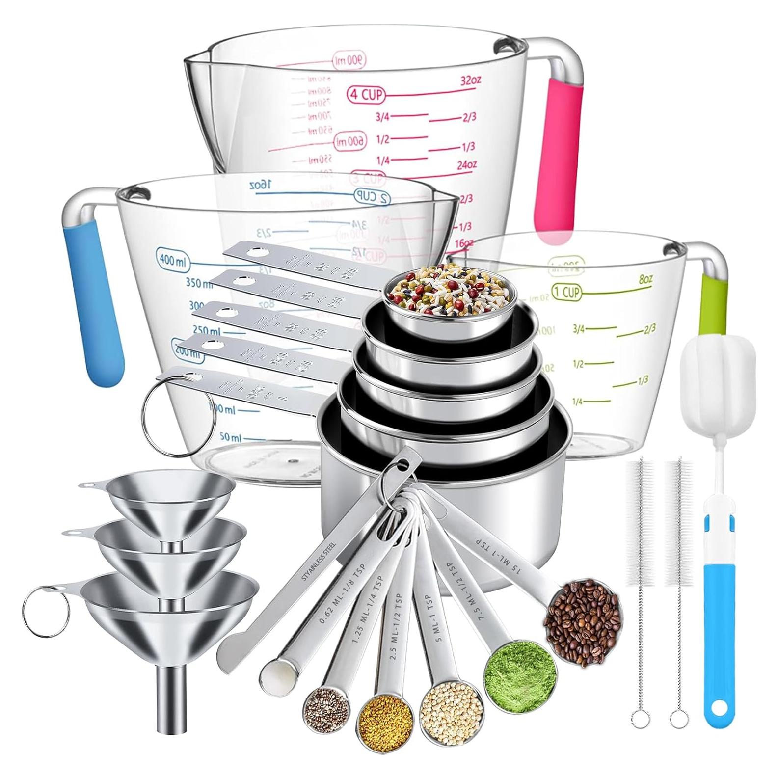 Juego de Tazas y Cucharas Medidoras ATPWONZ 21 Piezas Acero Inoxidable