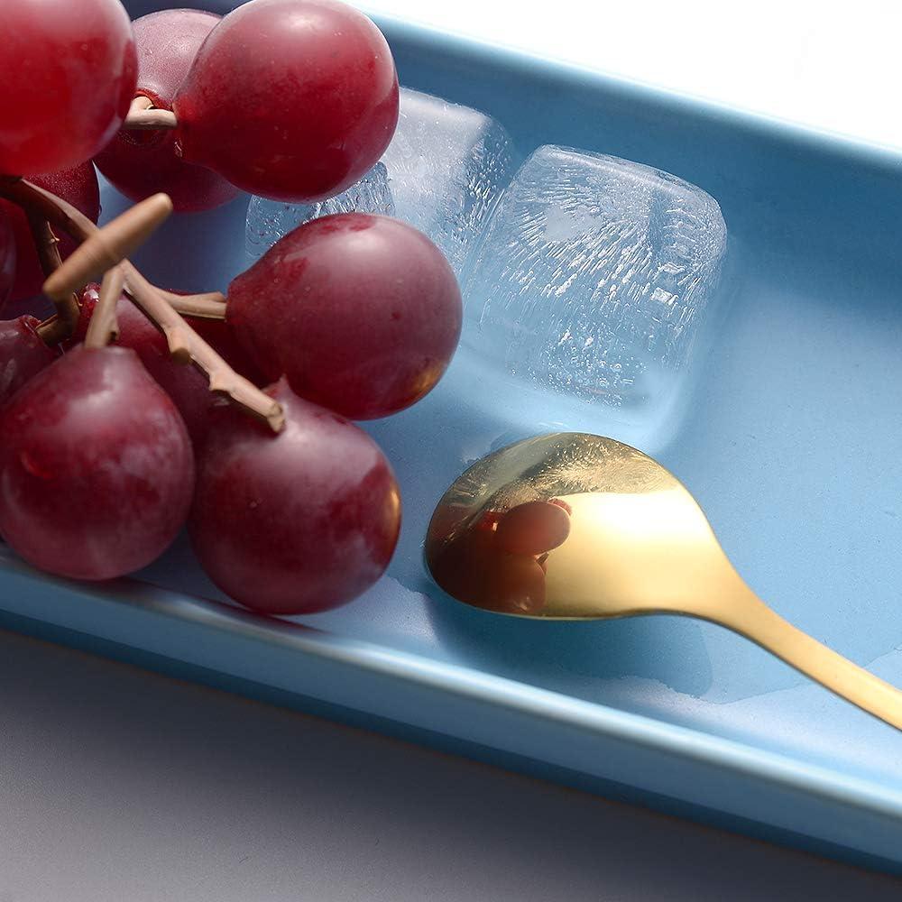 Juego de 8 Cucharas Mini AnSaw Hoja Dorada Acero Inoxidable