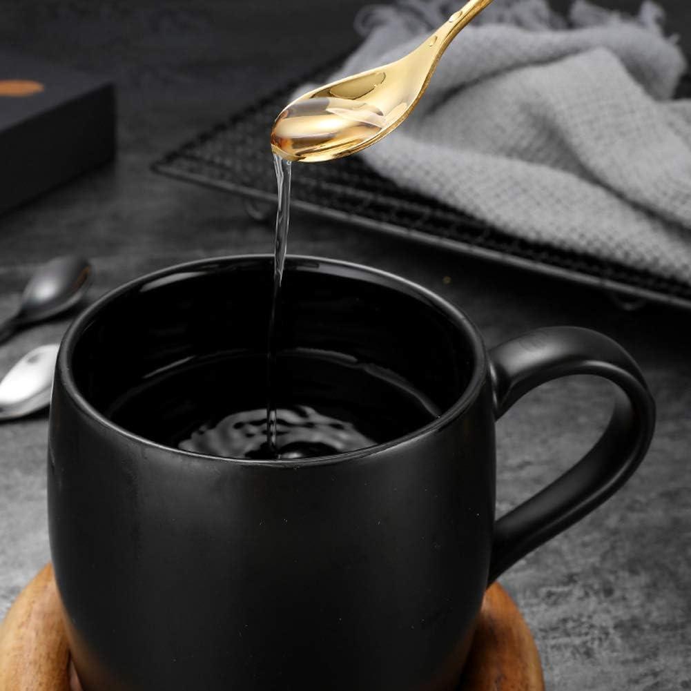 Juego de 8 Cucharas Mini AnSaw Hoja Dorada Acero Inoxidable