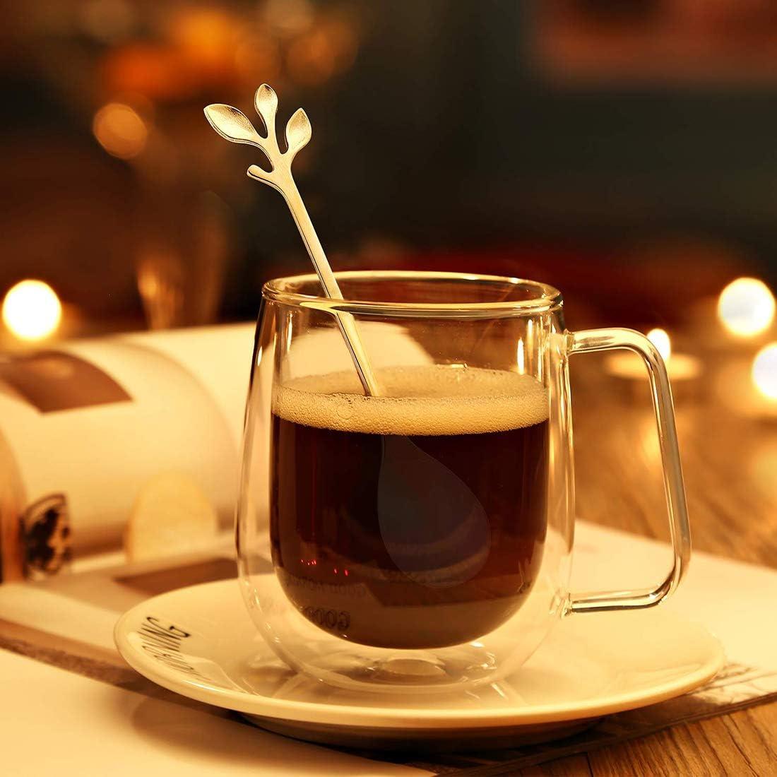 Juego de 8 Cucharas Mini AnSaw Hoja Dorada Acero Inoxidable