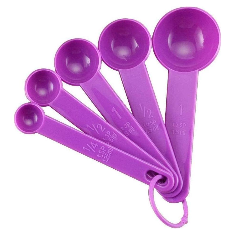 Juego de 5 cucharas medidoras Htppzjr plásticas blancas y moradas