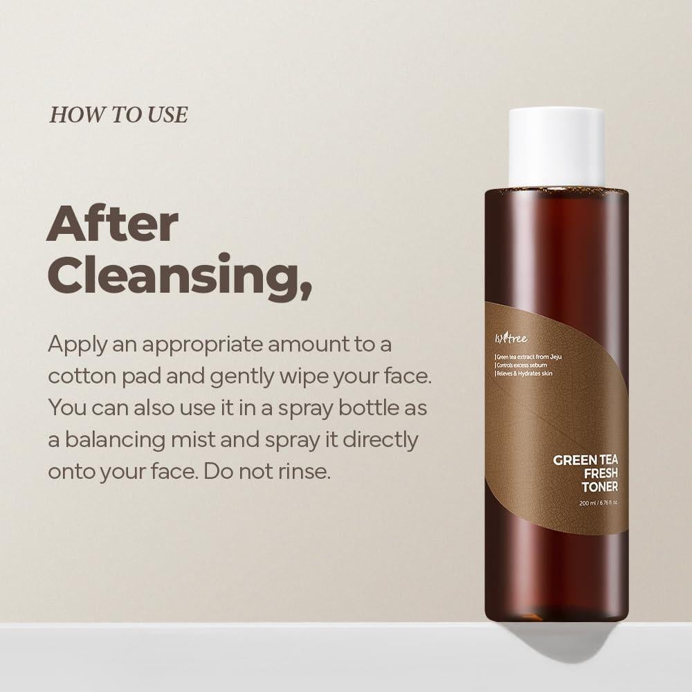 Tónico Facial ISNTREE Té Verde 200ml Hidratante Piel Grasa