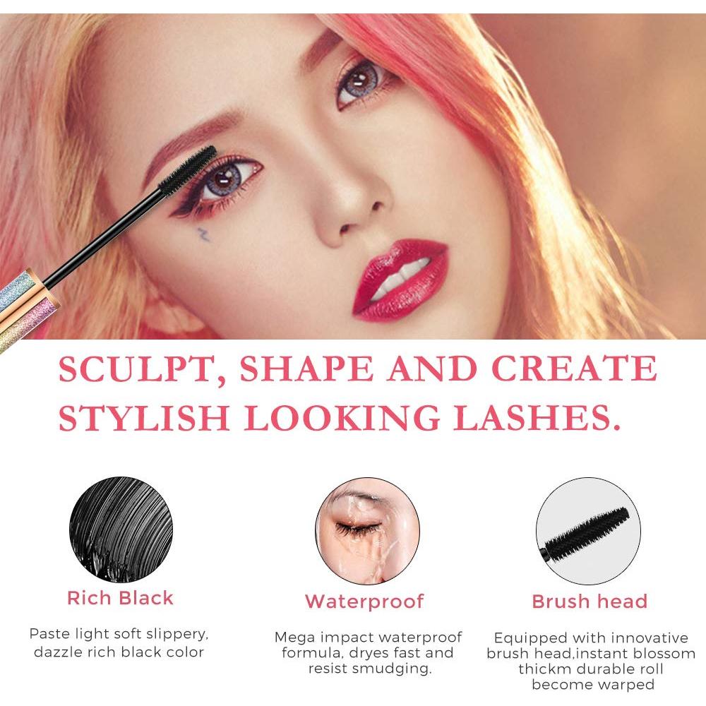 Máscara de Pestañas 4D Fibra de Seda Negra Resistente al Agua