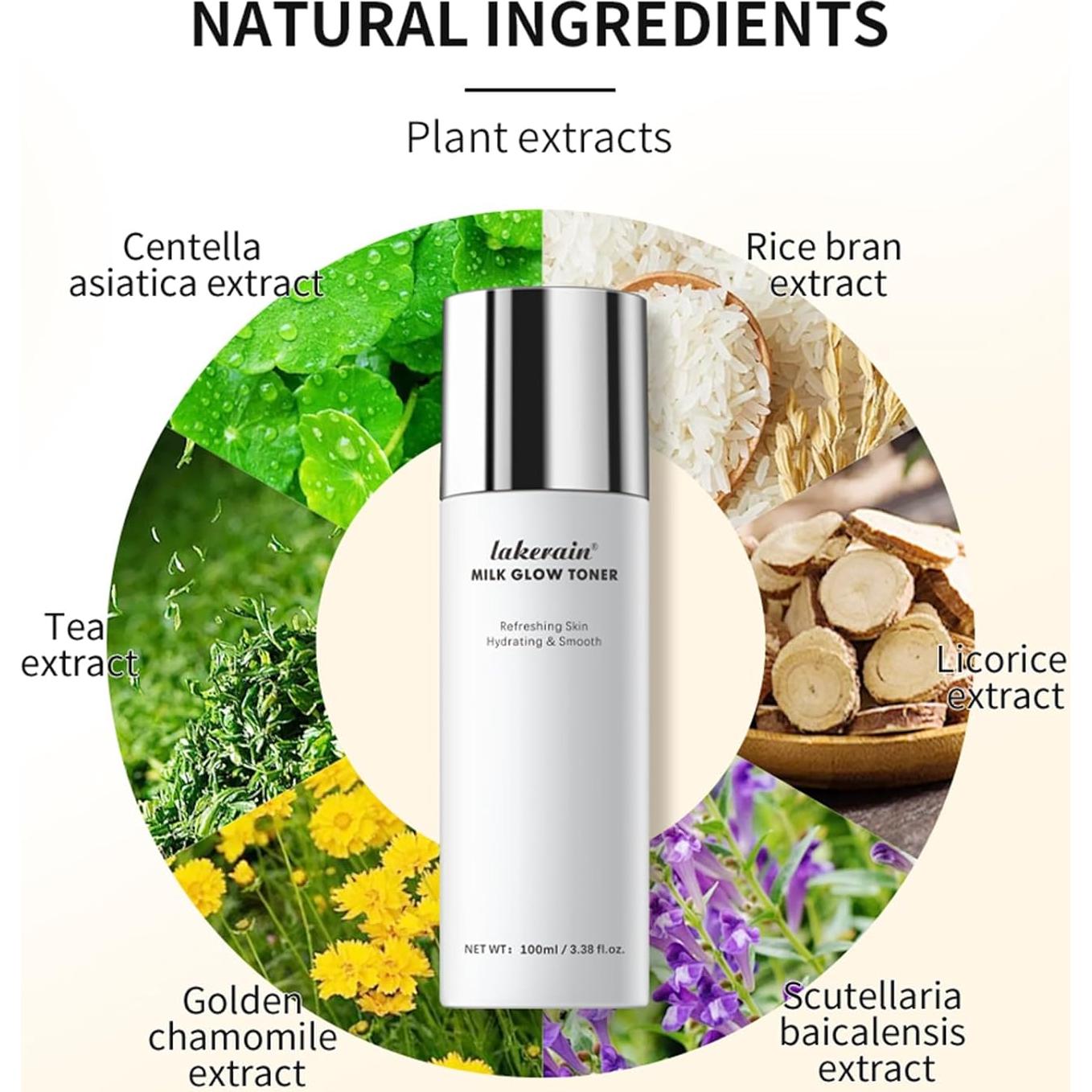 Tónico Facial Brillante de Leche Lakerain 100ml - Hidratante con Niacinamida