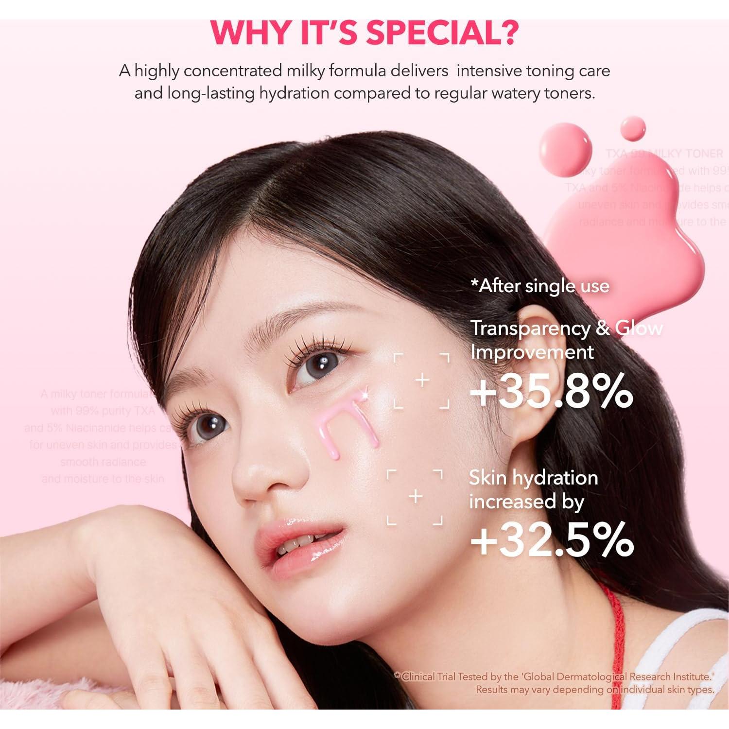 Tónico Lechoso Rosa APRILSKIN 150ml TXA 3% Niacinamida 5%