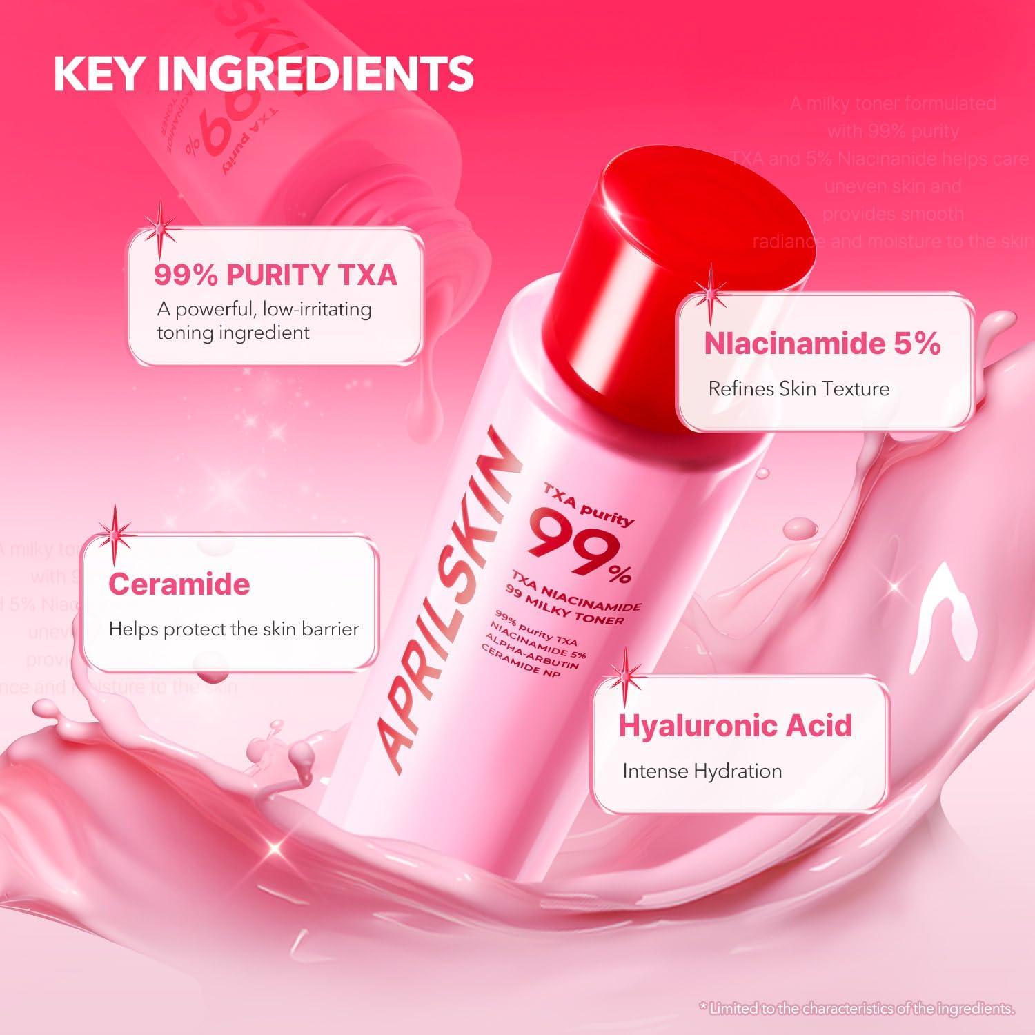 Tónico Lechoso Rosa APRILSKIN 150ml TXA 3% Niacinamida 5%