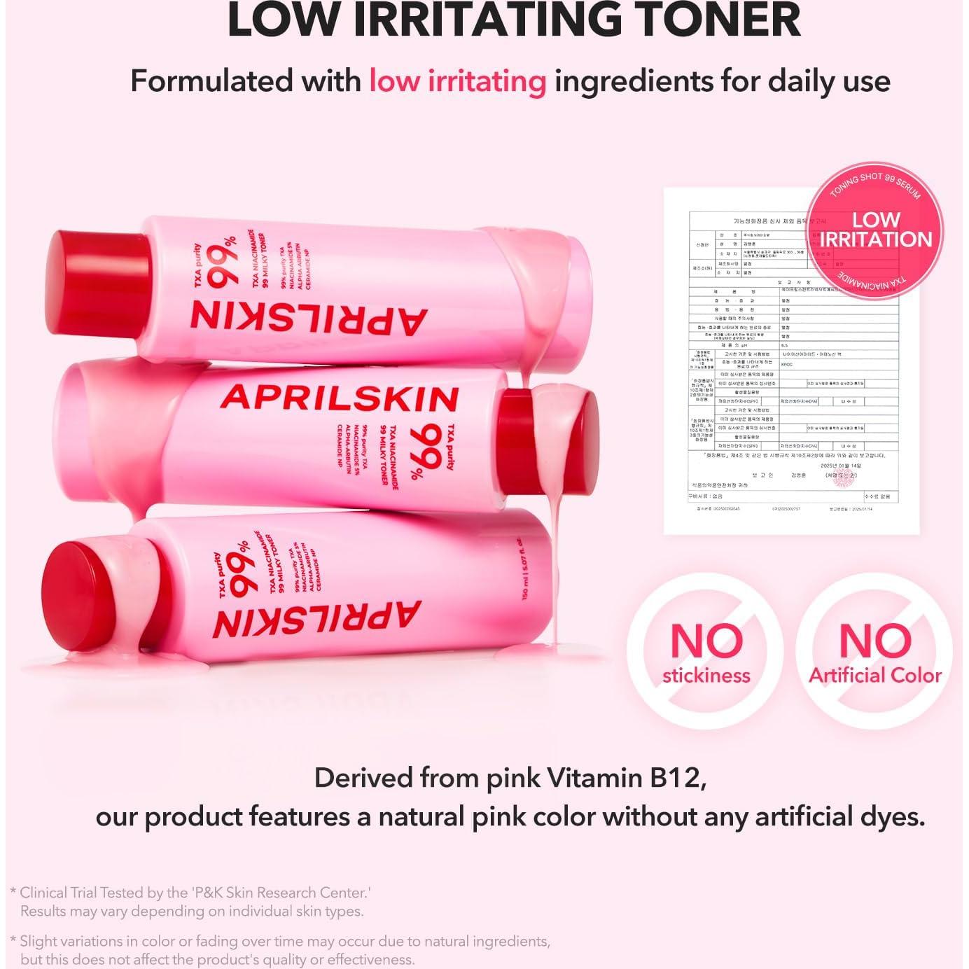 Tónico Lechoso Rosa APRILSKIN 150ml TXA 3% Niacinamida 5%