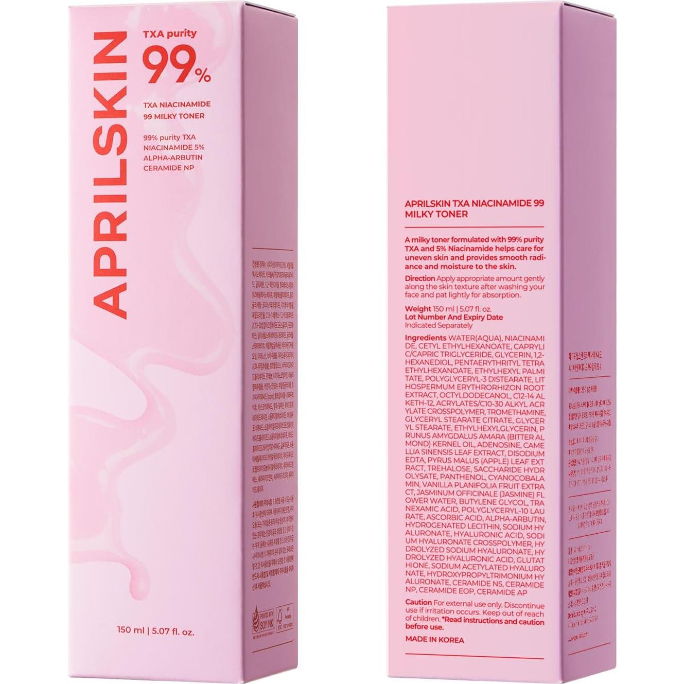 Tónico Lechoso Rosa APRILSKIN 150ml TXA 3% Niacinamida 5%
