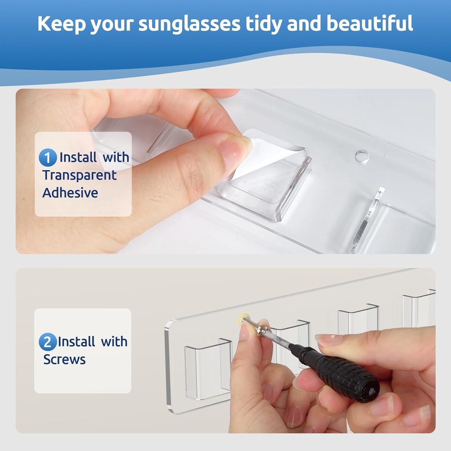 Organizador de Gafas de Pared Meaocer 2 Paquetes Acrílico