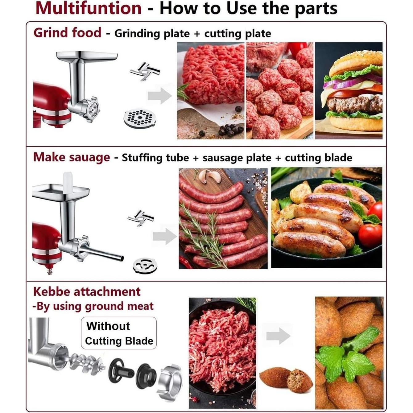 Picadora de Carne GVODE para KitchenAid con Accesorios Completo