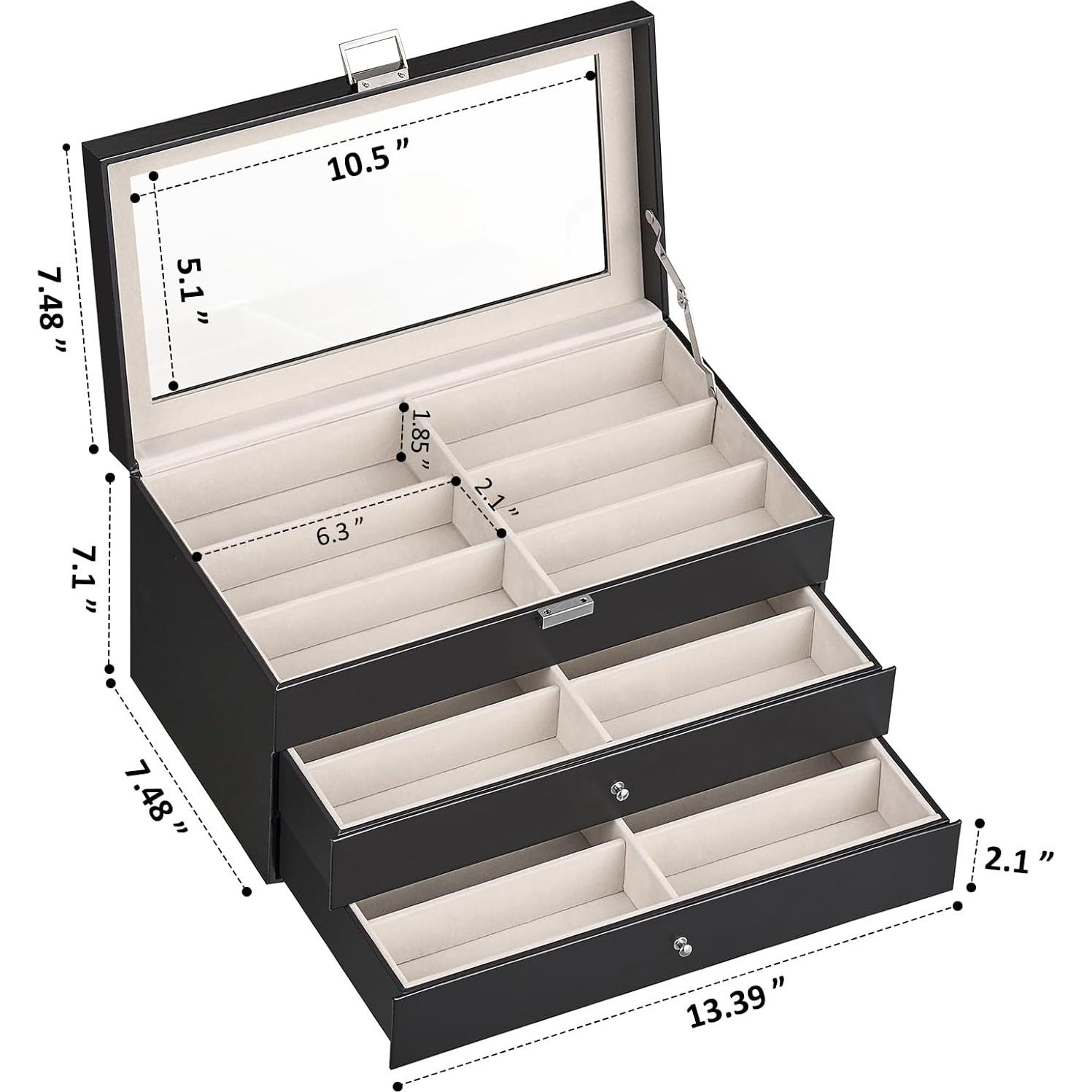 Organizador de Gafas HABGP de Cuero PU con 18 Compartimentos
