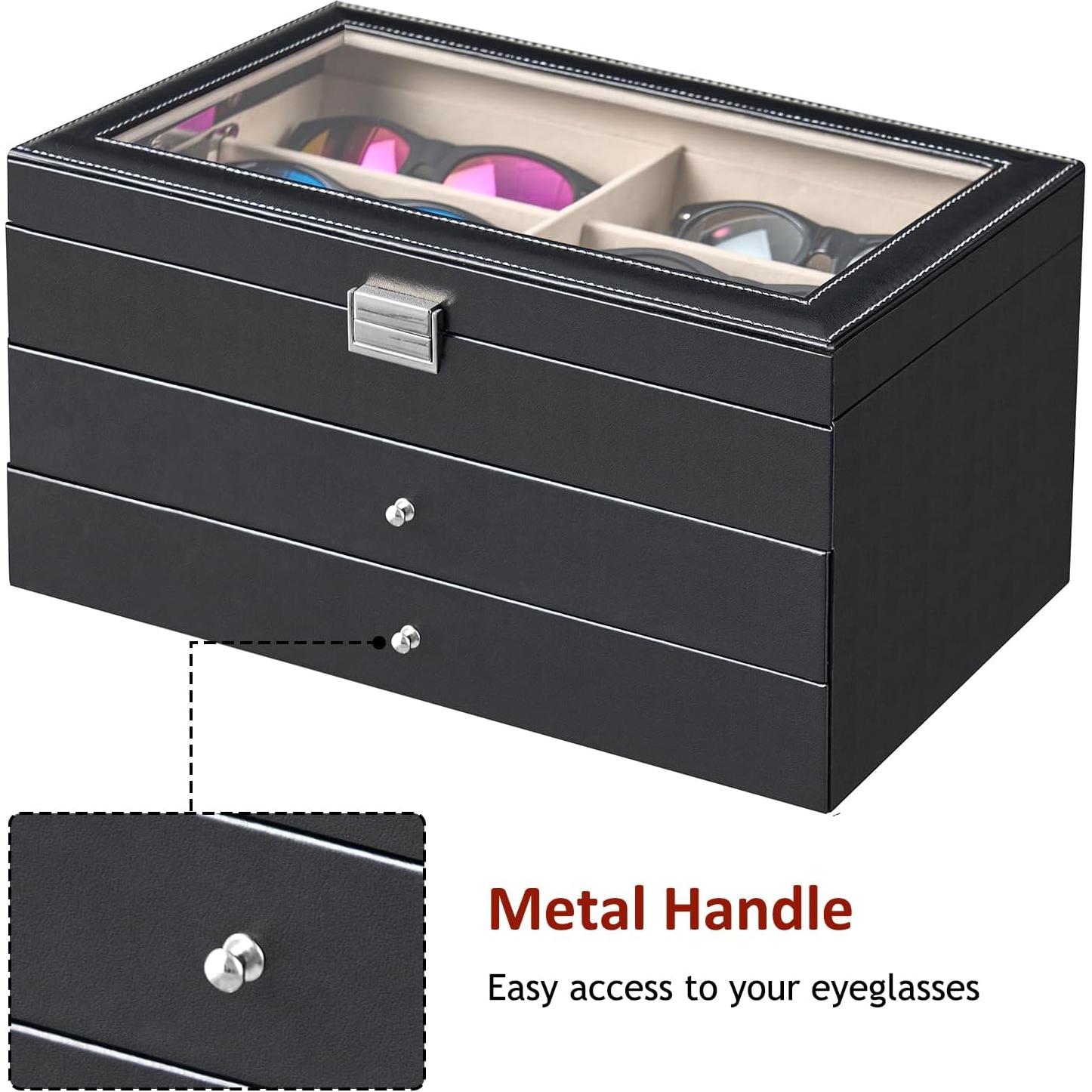 Organizador de Gafas HABGP de Cuero PU con 18 Compartimentos