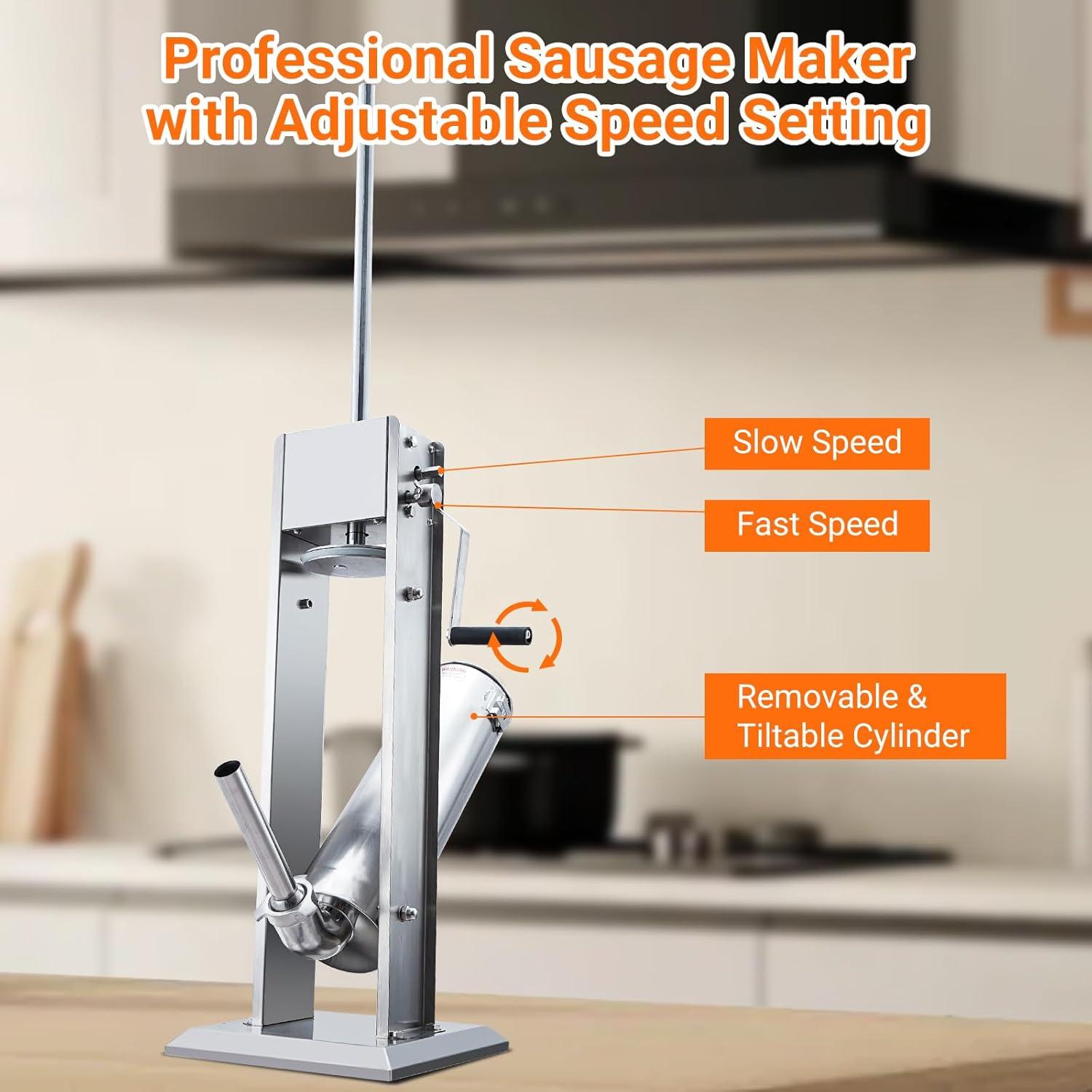 Rellenador de Salchichas Manual PioneerWorks 7L Acero Inoxidable