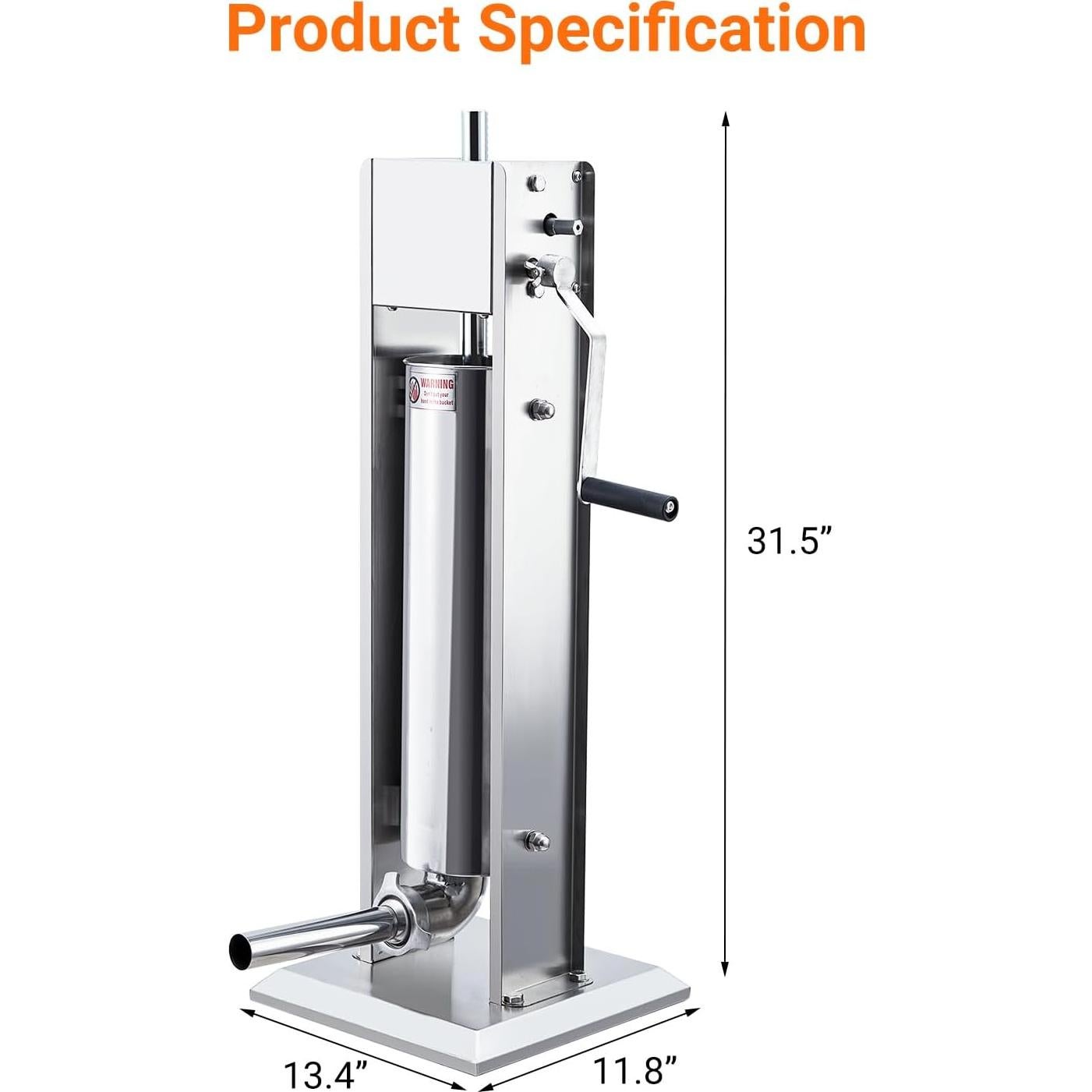 Rellenador de Salchichas Manual PioneerWorks 7L Acero Inoxidable