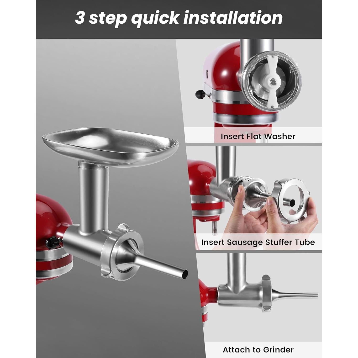 Kit embutidor de salchichas Kitchenaid RAFBAR 3 tubos acero